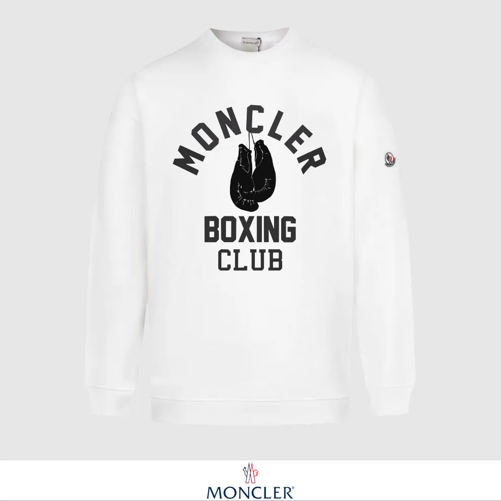 P240 Recommend the most popular Moncler masked 380g printed terry crew neck sweatshirt. Breathable pure cotton fabric. The texture is very soft and comfortable. No shrinkage, no deformation, no pilling). Original customized accessories. Collar label. Wash mark. Hang tag. Packaging (perfect details). Color: White. Black. Size: XS S M L.