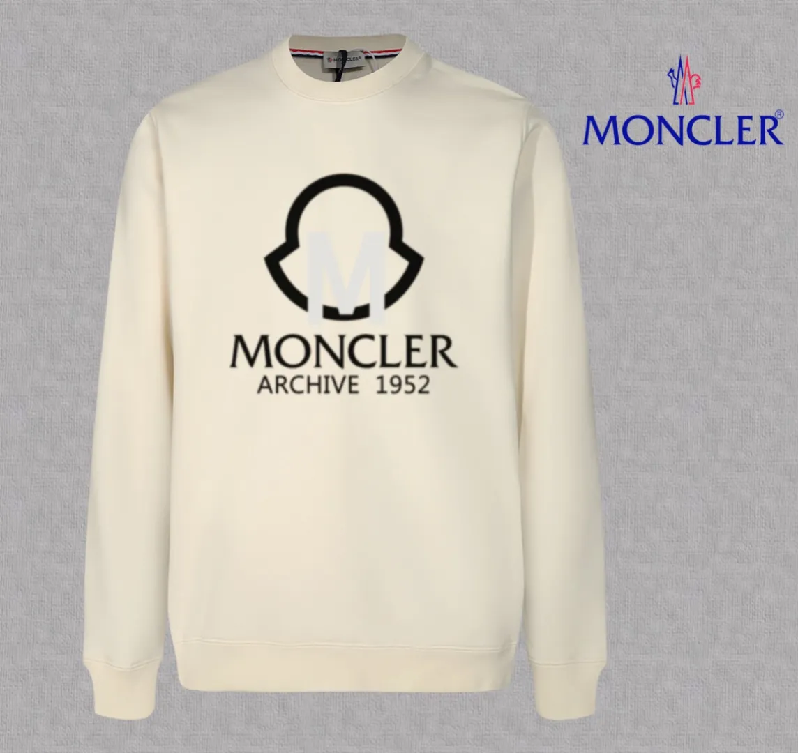 P210 High-version sweatshirt) [Long-term stock] 〖𝐌𝐎𝐍𝐂𝐋𝐄𝐑~Mask〗 Made of 440g heavy-weight fabric. It is different from the market currency. It can be matched with any variety and is properly handsome. 😎The whole dress is made of double waistcoats. The double waistcoats make the whole dress more three-dimensional. Not ordinary factories can do such fine work. 2025 Spring runway version of the T stage, on sale at the counter, round neck terry sweatshirt, high-end double-strand pure cotton, custom-made stretch ribs, dyed in the same vat, complete with three standards, matched with exquisite embroidered LOGO on the chest, simple and advanced, same style for men and women. Color: black, apricot, white, size: S M L XL 2XL