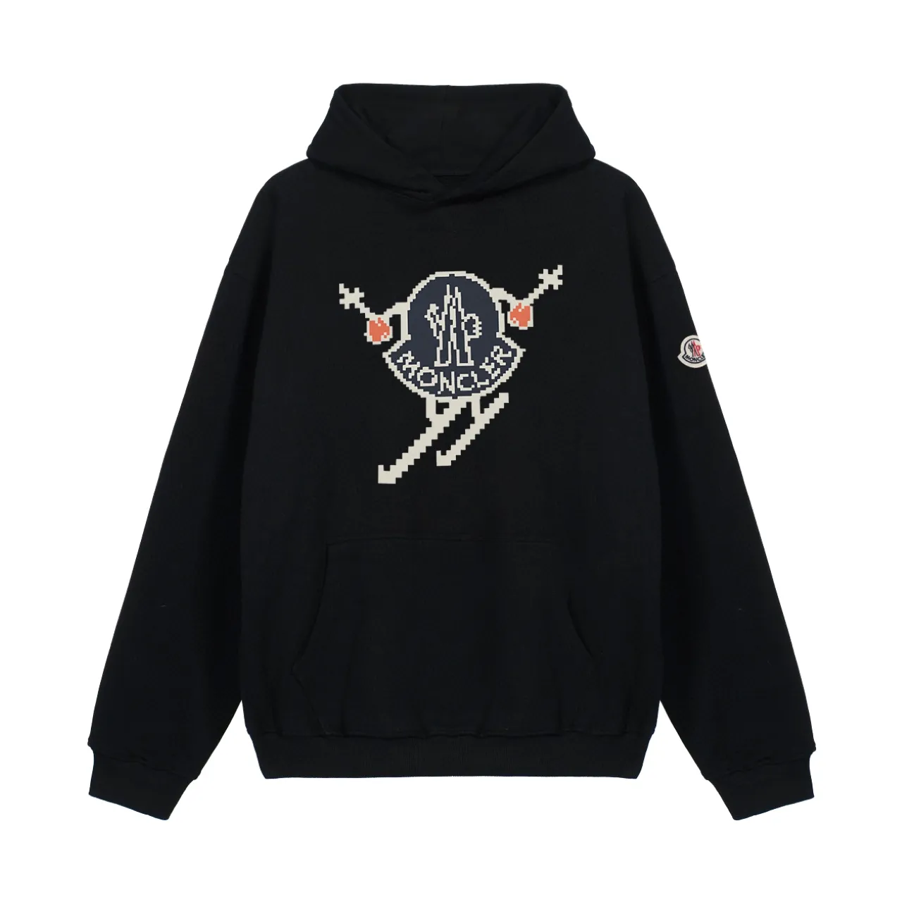 P270 Recommended model that won’t be taken off the shelves, Moncler Mouth Mouth 480g velvet printed hooded sweatshirt, Australian velvet fabric is soft and comfortable, does not shrink, does not deform, does not pill) Original customized accessories Collar label Wash mark Hang tag Packaging (perfect details) Color White Black Size XS-L - Copy (70) - Copy - Copy