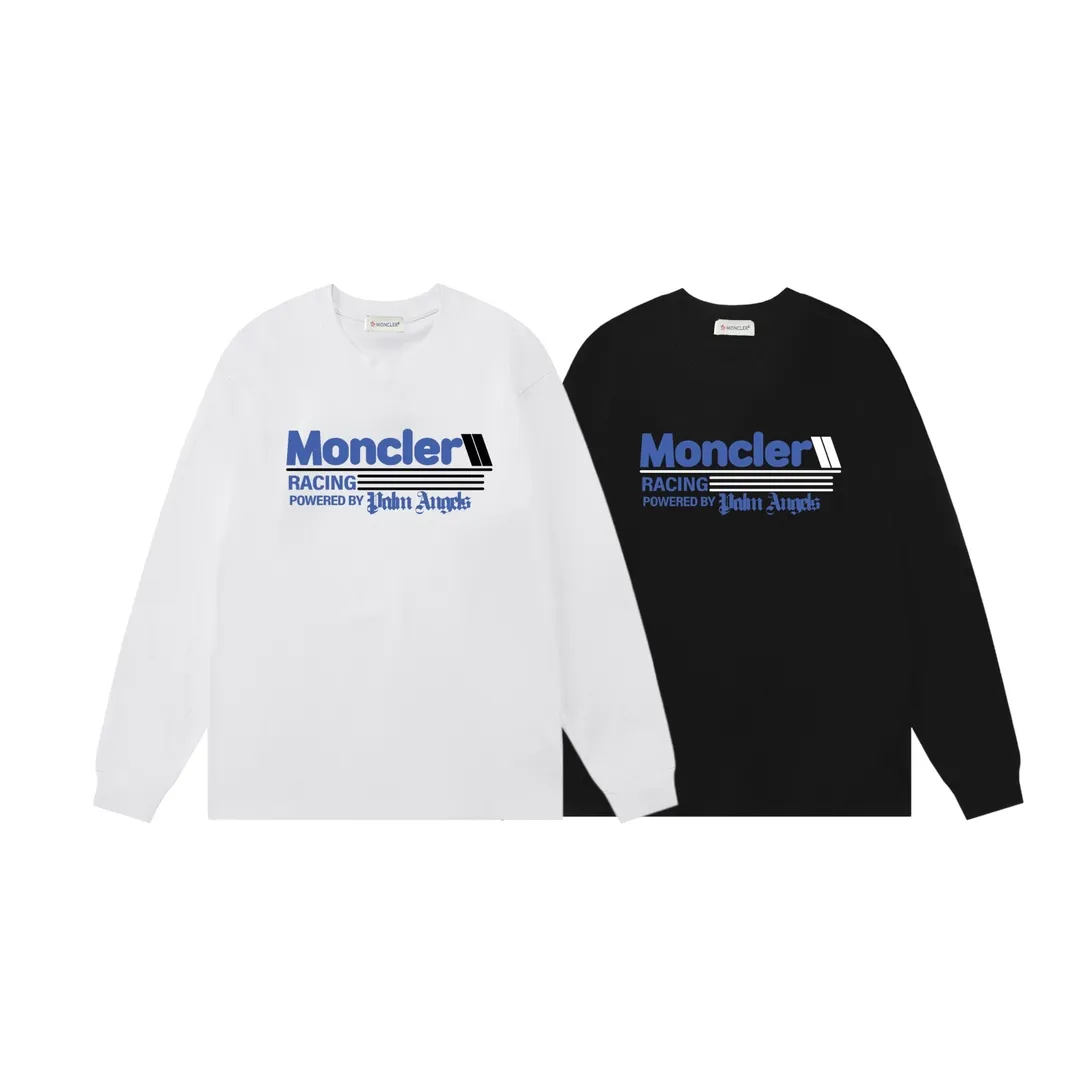 P170 Moncler 2025 new model, blue letter logo, same style for men and women, long-sleeved T-shirt ·Customized 300g 100% double yarn pure cotton fabric ·Dyeing 32 counts double-strand thread ·Collar label, hangtag, main mark and three labels complete Color: White Size: XS S M L