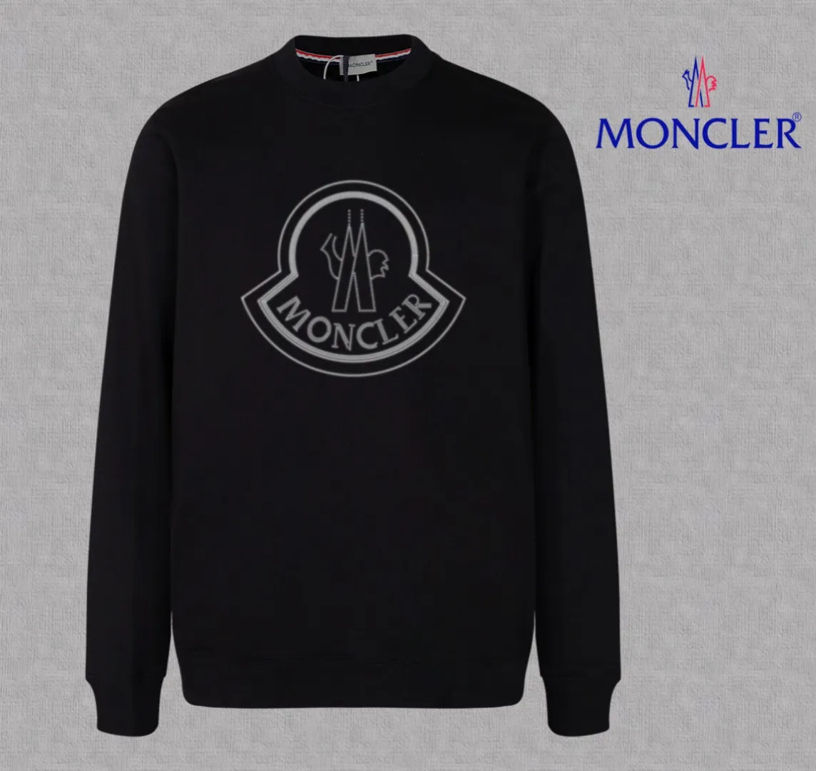 P210 High-version sweatshirt) [Long-term stock] 〖𝐌𝐎𝐍𝐂𝐋𝐄𝐑~Mask〗 Made of 440g heavy-weight fabric. It is different from the market currency. It can be matched with any variety and is properly handsome. 😎The whole dress is made of double waistcoats. The double waistcoats make the whole dress more three-dimensional. Not ordinary factories can do such fine work. 2025 Spring runway version of the T stage, on sale at the counter, round neck terry sweatshirt, high-end double-strand pure cotton, custom-made stretch ribs, dyed in the same vat, complete with three standards, matched with exquisite embroidered LOGO on the chest, simple and advanced, same style for men and women. Color: black, apricot, white, size: S M L XL 2XL