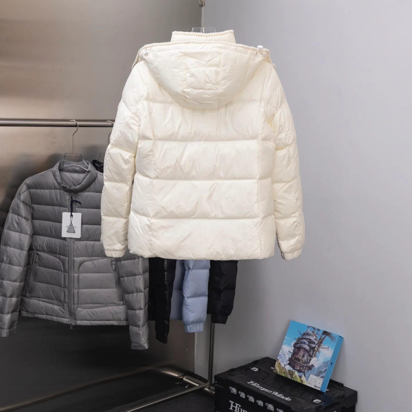 P820 ​​2025 new model🆕Moncler/mask oil wax leather waist style GLAREIN hooded long-sleeved down jacket for women. Oil wax leather coated new fabric, slim design style, warm and slim