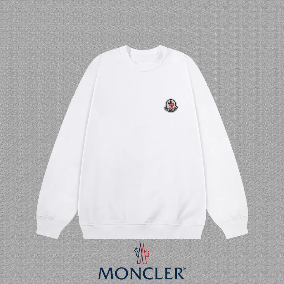 P200 [Moncler] 2025 autumn and winter new round neck sweatshirt High-end pure cotton double-ply 400g heavy terry cloth fabric Color: Black White Size: S M L XL 2XL