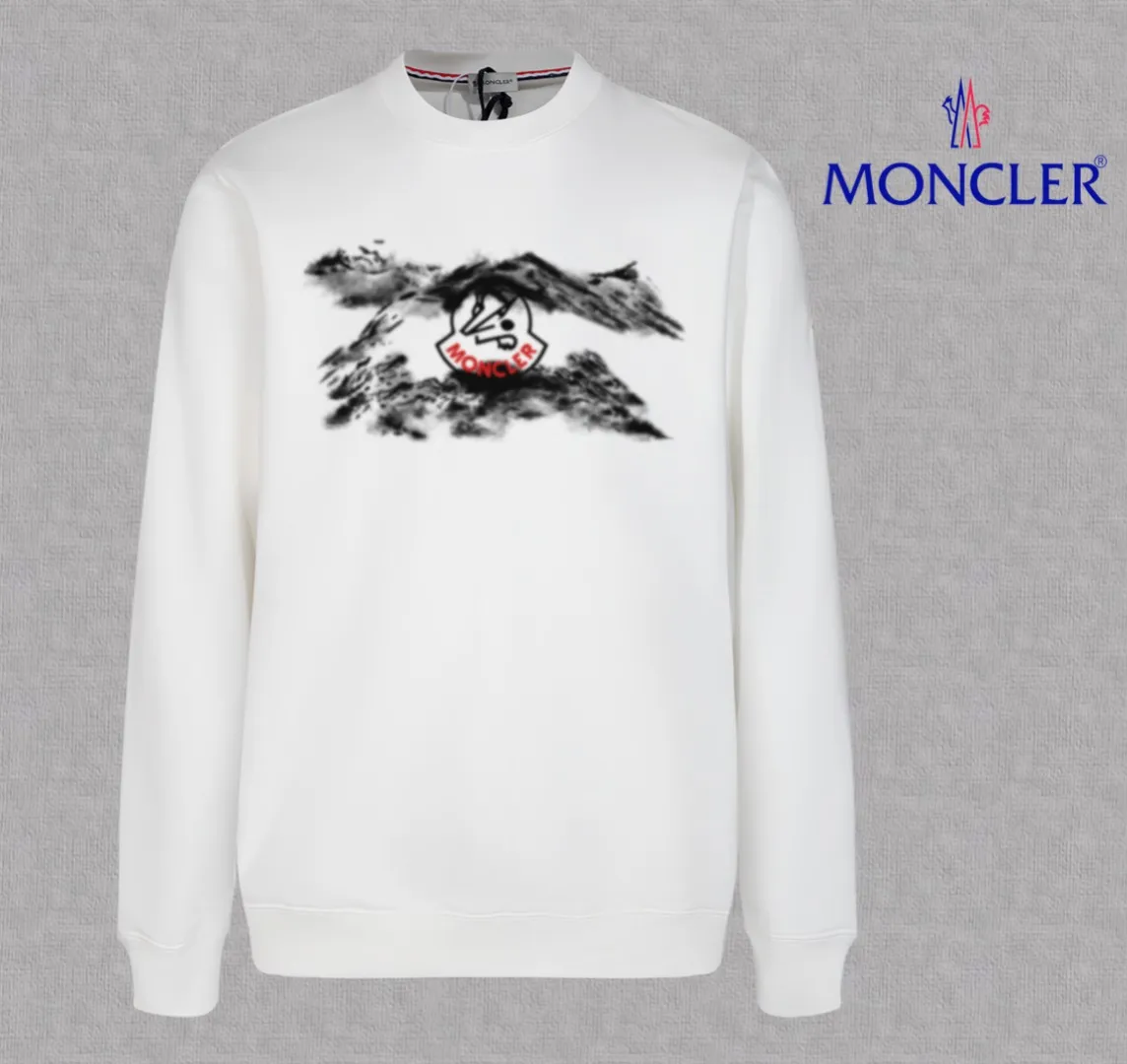 P210 High-version sweatshirt) [Long-term stock] 〖𝐌𝐎𝐍𝐂𝐋𝐄𝐑~Mask〗 Made of 440g heavy-weight fabric. It is different from the market currency. It can be matched with any variety and is properly handsome. 😎The whole dress is made of double waistcoats. The double waistcoats make the whole dress more three-dimensional. Not ordinary factories can do such fine work. 2025 Spring runway version of the T stage, on sale at the counter, round neck terry sweatshirt, high-end double-strand pure cotton, custom-made stretch ribs, dyed in the same vat, complete with three standards, matched with exquisite embroidered LOGO on the chest, simple and advanced, same style for men and women. Color: black, apricot, white, size: S M L XL 2XL