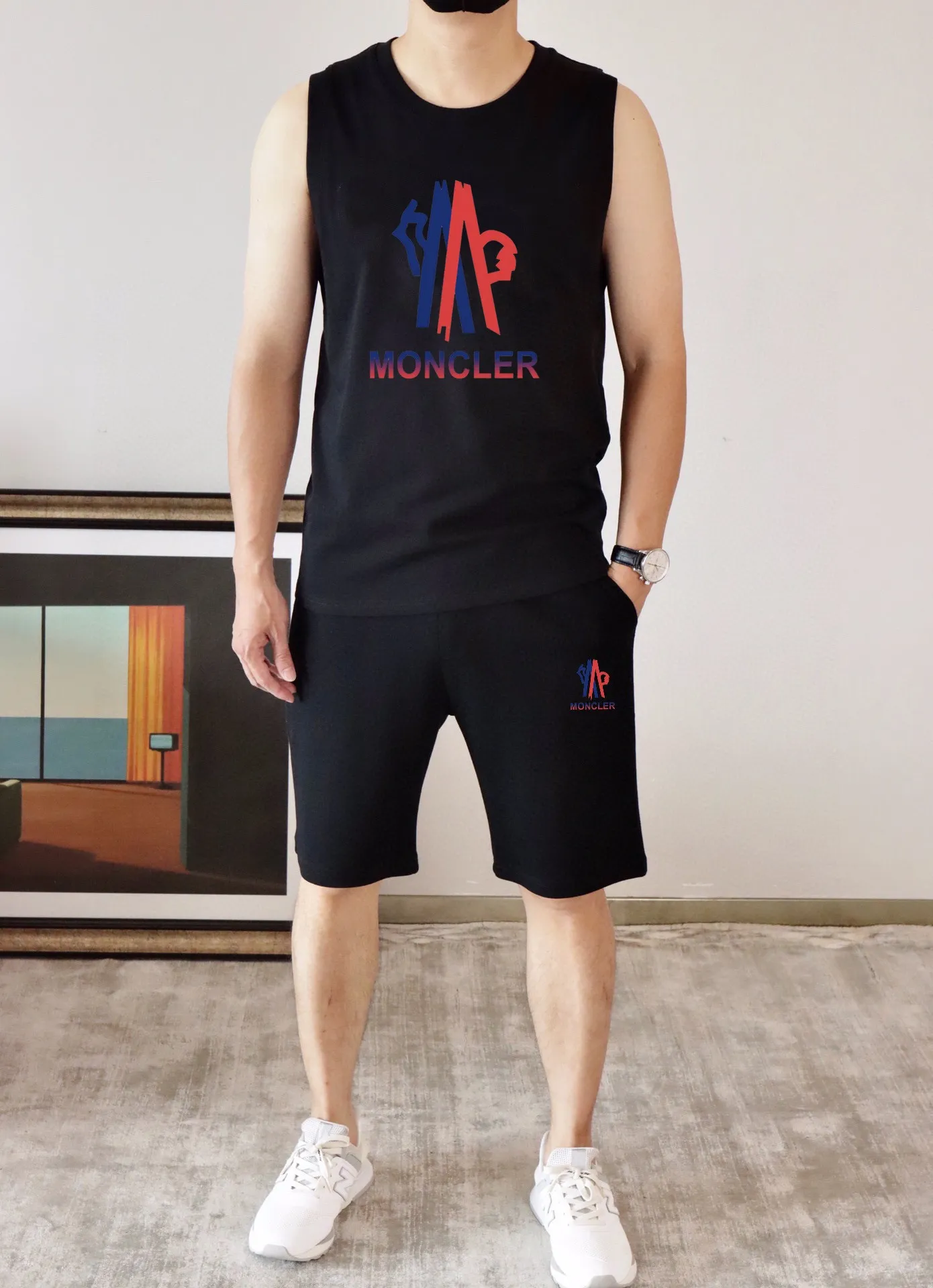 P280 brand [MONCLER] 2025 spring and summer new vest suit, classic and simple style, anyone can drive easily, imported custom mercerized cotton fabric, soft, comfortable and stylish, sweat-absorbent and breathable, classic brand letter logo design on the chest, luxury fashion craft style, foreign trade company order, luxury classic design, fashionable must-have item! Highly recommended to buy! 🔺🔺Counter size: M～3XL