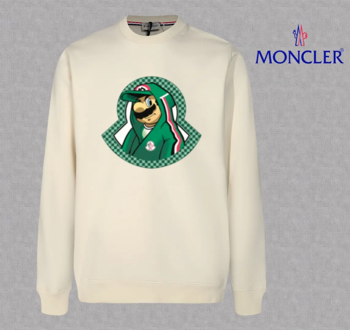 P210 High-version sweatshirt) [Long-term stock] 〖𝐌𝐎𝐍𝐂𝐋𝐄𝐑~Mask〗 Made of 440g heavy-weight fabric. It is different from the market currency. It can be matched with any variety and is properly handsome. 😎The whole dress is made of double waistcoats. The double waistcoats make the whole dress more three-dimensional. Not ordinary factories can do such fine work. 2025 Spring runway version of the T stage, on sale at the counter, round neck terry sweatshirt, high-end double-strand pure cotton, custom-made stretch ribs, dyed in the same vat, complete with three standards, matched with exquisite embroidered LOGO on the chest, simple and advanced, same style for men and women. Color: black, apricot, white, size: S M L XL 2XL