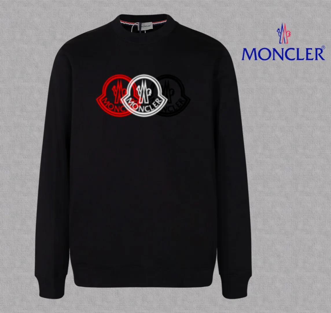 P210 High-version sweatshirt) [Long-term stock] 〖𝐌𝐎𝐍𝐂𝐋𝐄𝐑~Mask〗 Made of 440g heavy-weight fabric. It is different from the market currency. It can be matched with any variety and is properly handsome. 😎The whole dress is made of double waistcoats. The double waistcoats make the whole dress more three-dimensional. Not ordinary factories can do such fine work. 2025 Spring runway version of the T stage, on sale at the counter, round neck terry sweatshirt, high-end double-strand pure cotton, custom-made stretch ribs, dyed in the same vat, complete with three standards, matched with exquisite embroidered LOGO on the chest, simple and advanced, same style for men and women. Color: black, apricot, white, size: S M L XL 2XL