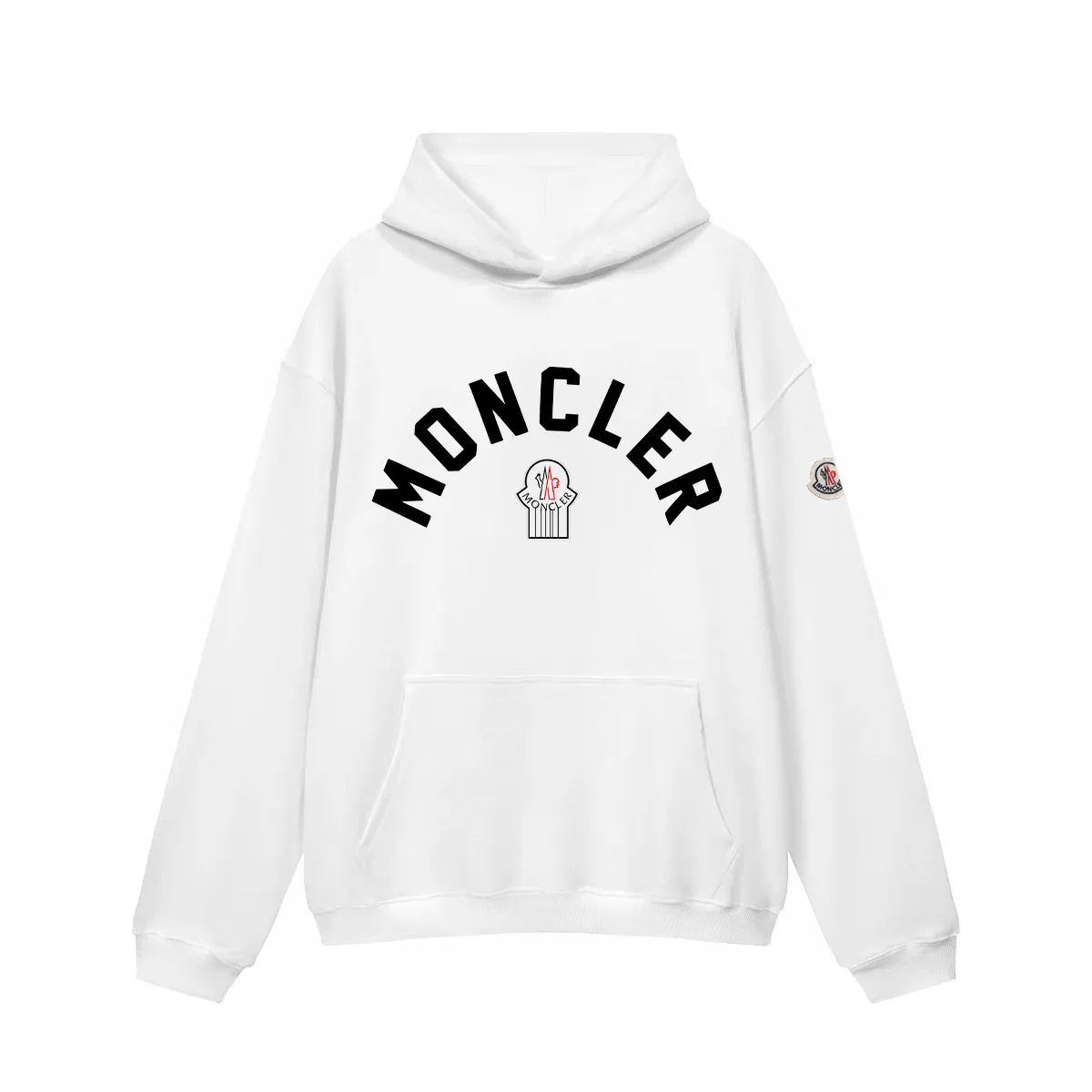 P270 Recommended model that will not be sold off the shelves, Moncler Mouth Mouth 480g Velvet Printed Hooded Sweatshirt, Australian velvet fabric is soft and comfortable, does not shrink, does not deform, does not pill) Original customized accessories Collar label Wash mark Hang tag Packaging (perfect details) Color White Black Size XS-L - Copy (56) - Copy
