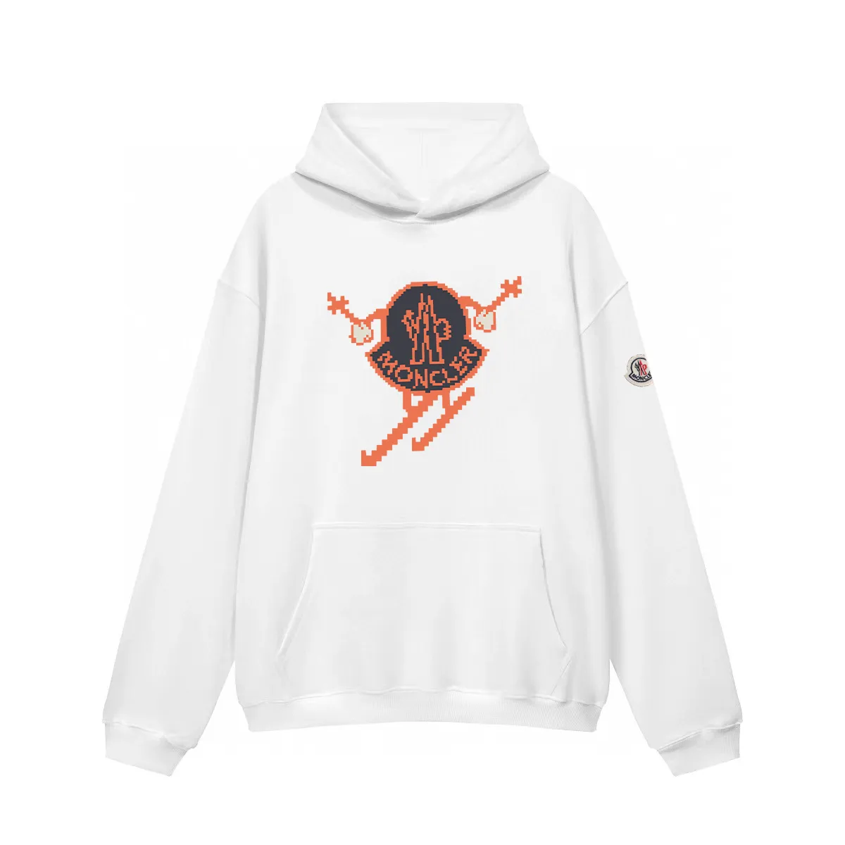 P270 Recommended model that will not be sold off the shelves, Moncler Mouth Mouth 480g velvet printed hooded sweatshirt, Australian velvet fabric is soft and comfortable, does not shrink, does not deform, does not pill) Original customized accessories Collar label Wash mark Hang tag Packaging (perfect details) Color White Black Size XS-L - Copy (71) - Copy - Copy