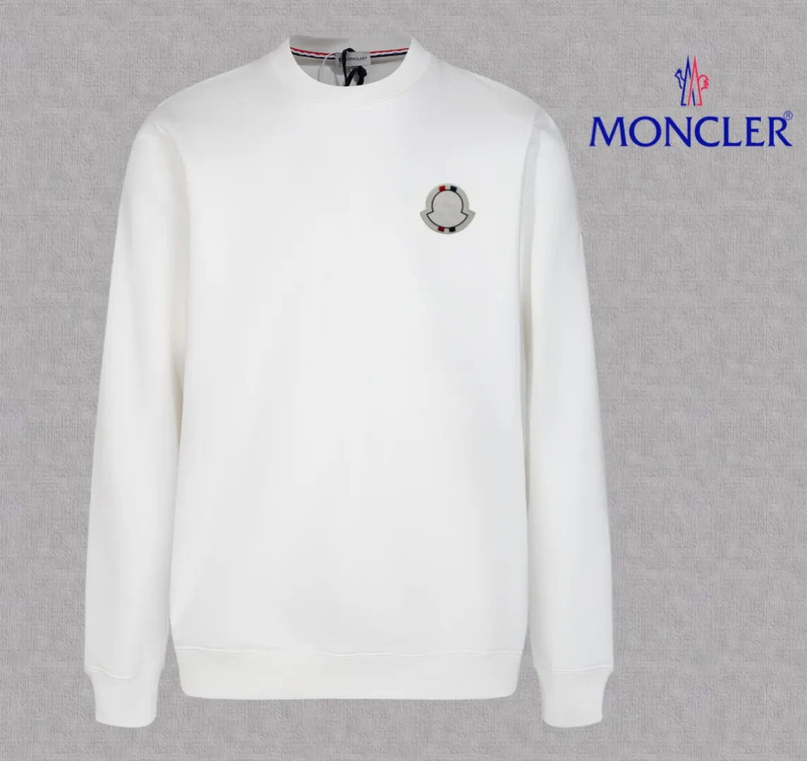 P210 High-version sweatshirt) [Long-term stock] 〖𝐌𝐎𝐍𝐂𝐋𝐄𝐑~Mask〗 Made of 440g heavy-weight fabric. It is different from the market currency. It can be matched with any variety and is properly handsome. 😎The whole dress is made of double waistcoats. The double waistcoats make the whole dress more three-dimensional. Not ordinary factories can do such fine work. 2025 Spring runway version of the T stage, on sale at the counter, round neck terry sweatshirt, high-end double-strand pure cotton, custom-made stretch ribs, dyed in the same vat, complete with three standards, matched with exquisite embroidered LOGO on the chest, simple and advanced, same style for men and women. Color: black, apricot, white, size: S M L XL 2XL