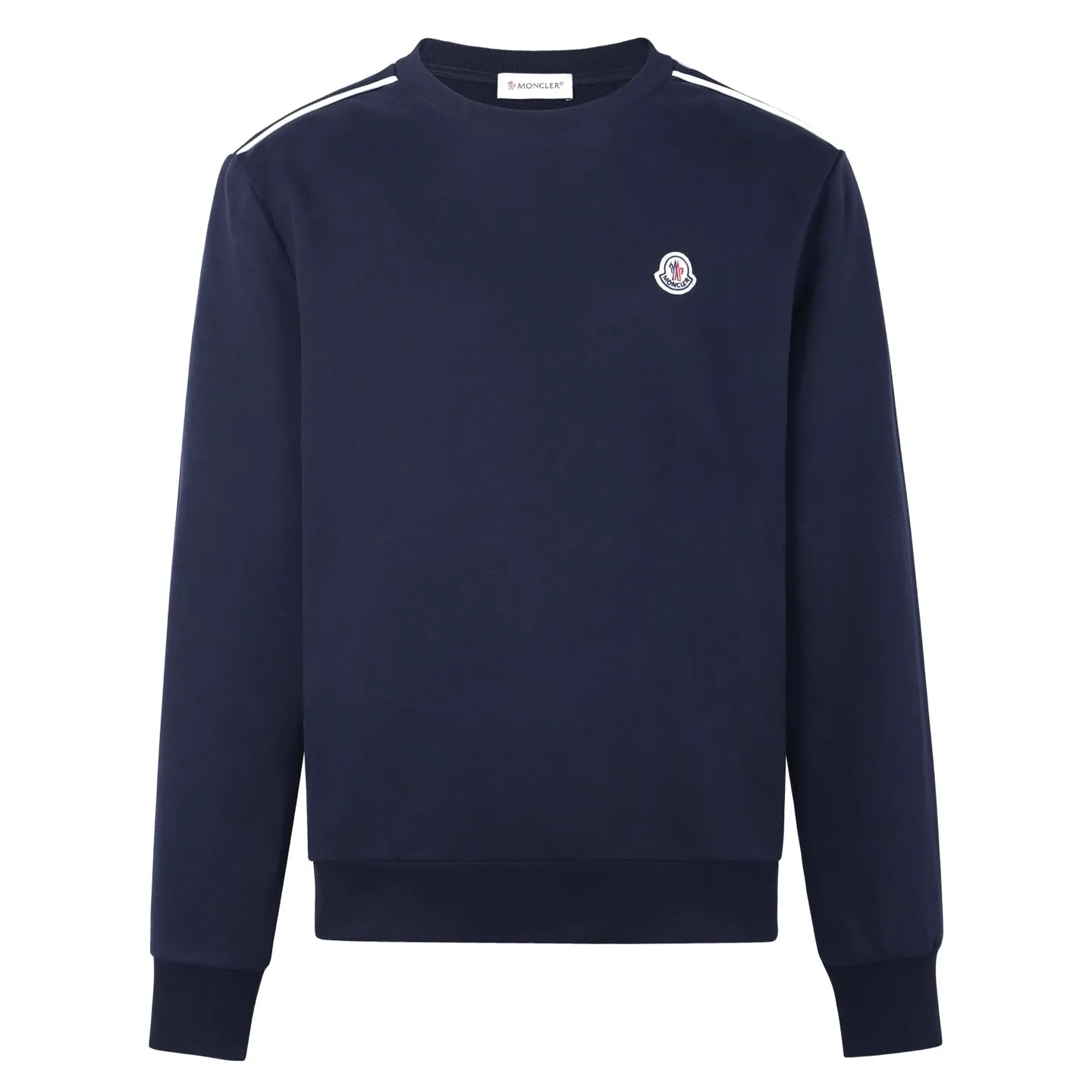 P380 [Exclusive supply] Moncler logo shoulder webbing crew neck sweatshirt. The original version was purchased and developed for 5,400. The fabric is made of high-density cotton blended fabric, which is soft to the touch and has good breathability and resilience. The neckline adopts double-needle sewing technology, which is smooth and firm and effectively prevents deformation. Three-dimensional tailoring and reinforced stitching are used at the connections between the shoulders and sleeves to enhance the overall structural stability. The cuffs and hem are ribbed, which not only maintains a comfortable fit, but also effectively prevents wind and warmth. The brand badge on the chest uses exquisite embroidery technology, with full colors and delicate lines, highlighting the brand quality. Garments are pre-shrunk to ensure dimension stability. The overall workmanship is fine, and each process reflects strict control of details, making this sweatshirt suitable for daily casual wear and showing high-quality craftsmanship. The overall wiring is straight and delicate, the fabric is comfortable and soft, and the color is consistent without color difference. It can be matched with the same style to create a fashionable look and control various occasions. Customized accessories, complete with three standards, the same style for men and women. Size:S-M-L-XL