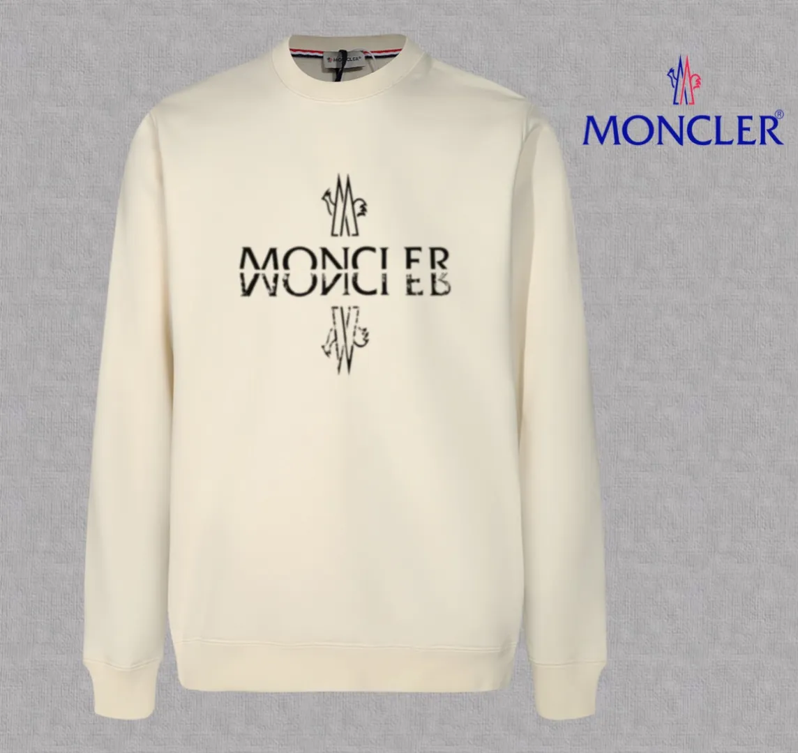 P210 High-version sweatshirt) [Long-term stock] 〖𝐌𝐎𝐍𝐂𝐋𝐄𝐑~Mask〗 Made of 440g heavy-weight fabric. It is different from the market currency. It can be matched with any variety and is properly handsome. 😎The whole dress is made of double waistcoats. The double waistcoats make the whole dress more three-dimensional. Not ordinary factories can do such fine work. 2025 Spring runway version of the T stage, on sale at the counter, round neck terry sweatshirt, high-end double-strand pure cotton, custom-made stretch ribs, dyed in the same vat, complete with three standards, matched with exquisite embroidered LOGO on the chest, simple and advanced, same style for men and women. Color: black, apricot, white, size: S M L XL 2XL