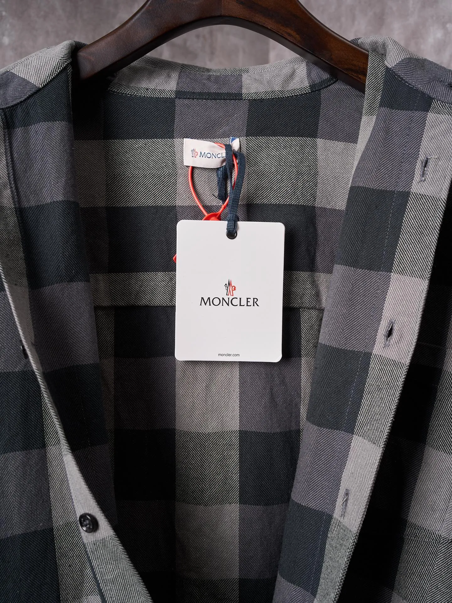 P500 Actual hanging auction] Moncler x Mercedes-Benz/Moncler x Mercedes-Benz joint cotton embroidered logo plaid shirt [Ready stock] 46 48 50 52