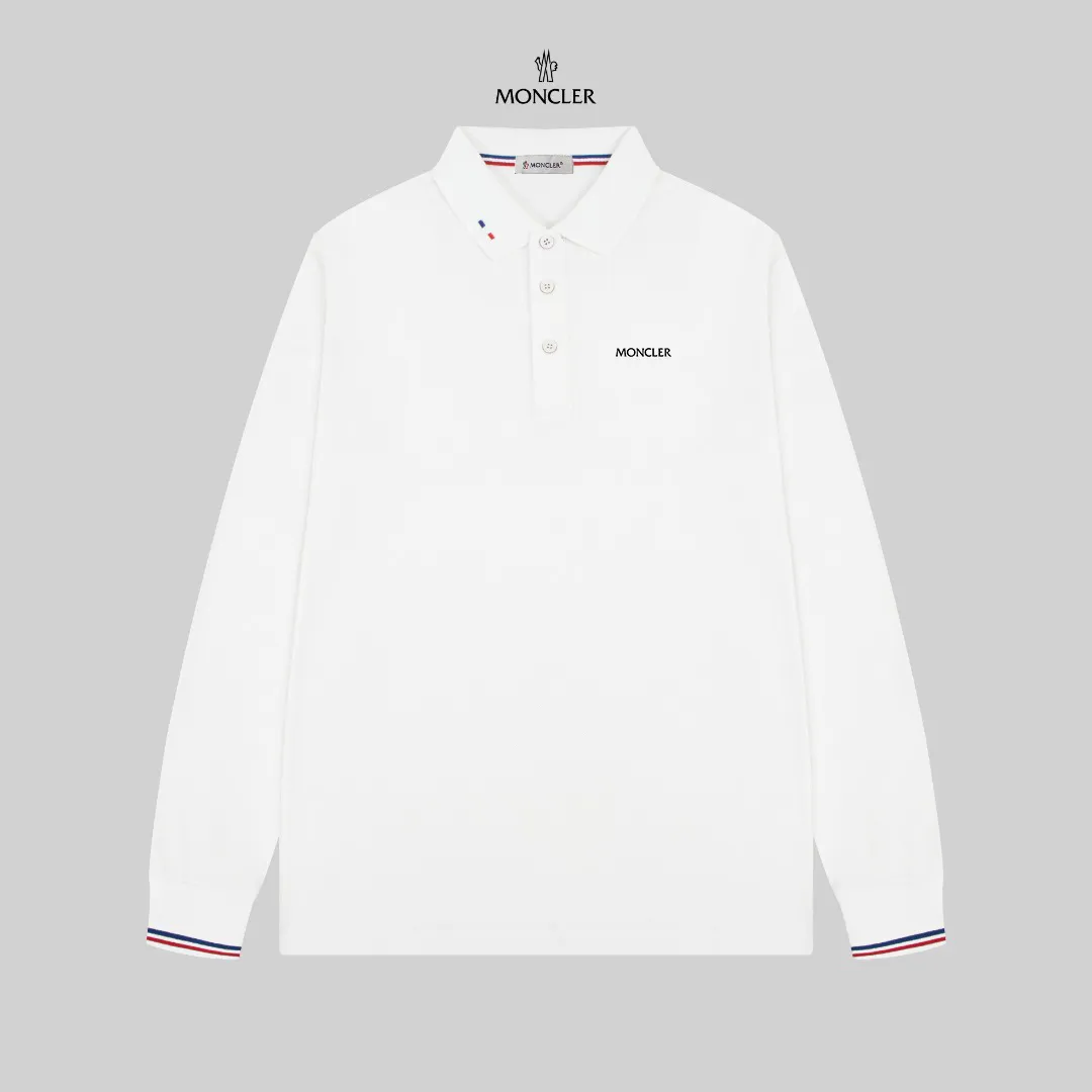 P210 MONCLER/Muzzled New style logo embroidered lapel long-sleeved polo shirt.  A simple yet refined T-shirt. The best item to create a modern and elegant look. Excellent channel product! Customer-supplied Piquet porous fiber pique cotton fabric, which can be called a "breathing fabric."  The unparalleled texture is inseparable from the exquisite materials used in craft tailoring. The craft knitted quilted design makes the hand feel extremely smooth and delicate without any roughness. The original logo design is more luxurious and noble. The upper body is comfortable and classy. The hand feels very smooth and soft. It can be easily controlled regardless of business, fashion or leisure. The age span is very large, which conforms to the trendy and practical dressing customs. It is the first choice for senior urban fashion people.  Black/white/Tibetan orchid Size: M~3XL
