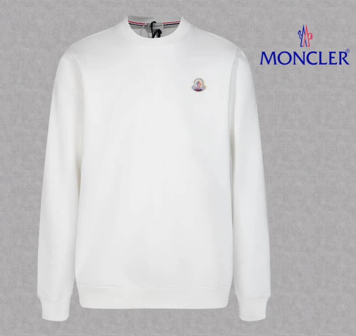 P210 High-version sweatshirt) [Long-term stock] 〖𝐌𝐎𝐍𝐂𝐋𝐄𝐑~Mask〗 Made of 440g heavy-weight fabric. It is different from the market currency. It can be matched with any variety and is properly handsome. 😎The whole dress is made of double waistcoats. The double waistcoats make the whole dress more three-dimensional. Not ordinary factories can do such fine work. 2025 Spring catwalk version of the T stage, on sale at the counter, exquisitely printed round neck terry sweatshirt, high-end double-ply cotton, custom-made stretch ribs, dyed in the same vat, complete with three standards, matched with digital printing patterns and very breathable, same style for men and women, color: black, white, apricot, size: S M L XL 2XL