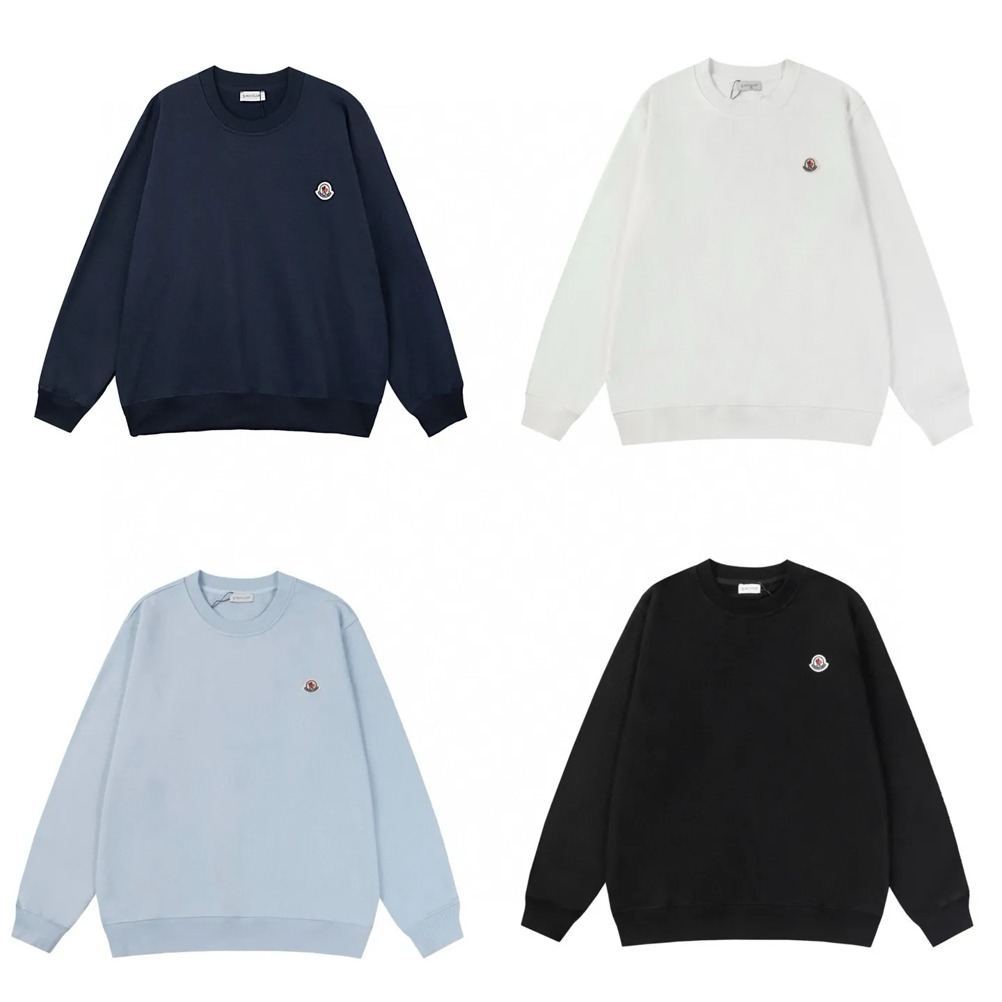 P194 Style No.: 850 〈MONCLER〉Basic Meng Mouth Round Neck Sweatshirt. The price of Meng Mouth Sweatshirt is actually quite advantageous. Those who have been to the counters should know that the price of Meng Mouth sweatshirt is not much cheaper than Gucci Burberry. It is just relatively low-key and unwilling to hype. It is a picture that you want to buy or not. It has an arrogant existence... ✅460g 100% pure cotton wool fabric OS version is too large ✅Combined with the original high weight double yarn thread ✅Correct three-needle and five-thread craftsmanship chain edge Color: Black White Royal Blue Sky Blue Size S M L