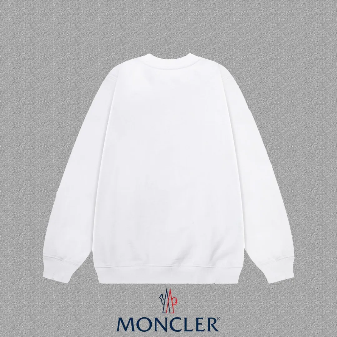 P190 [Moncler] 2025 autumn and winter new round neck sweatshirt High-end pure cotton double-ply 400g heavy terry cloth fabric Color: Black White Size: S M L XL 2XL