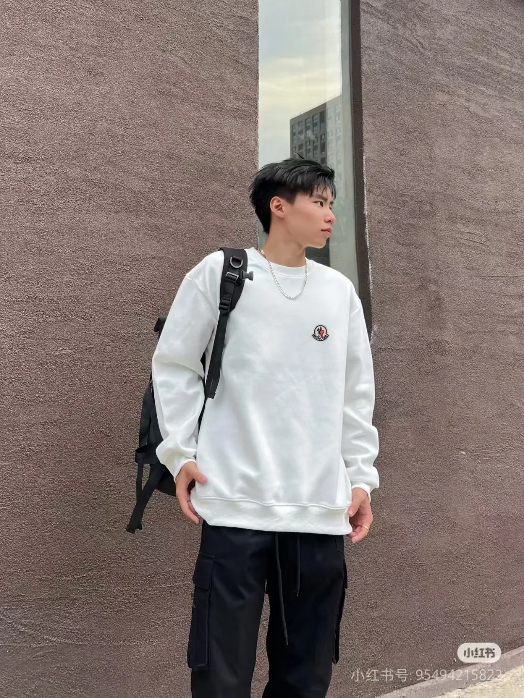 P190 [Moncler] 2025 autumn and winter new round neck sweatshirt High-end pure cotton double-ply 400g heavy terry cloth fabric Color: Black White Size: S M L XL 2XL