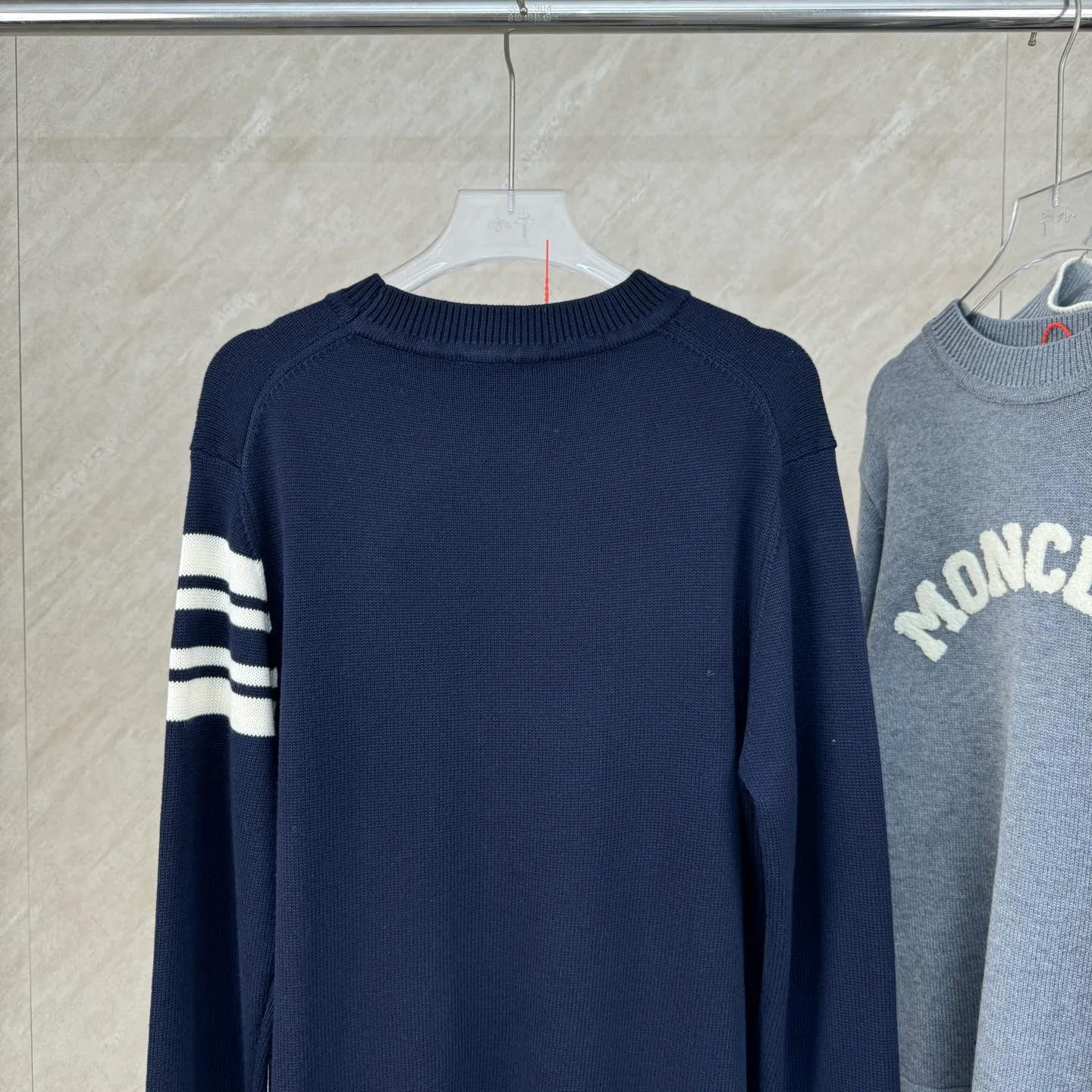 P430 Moncler masked towel embroidered letter logo wool blend knitted round neck pullover sweater Size: S/M/L/XL