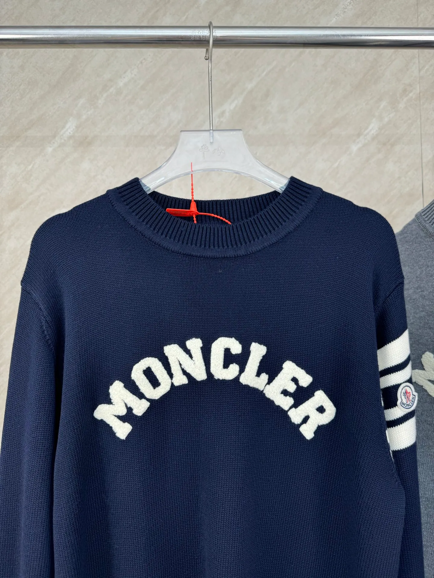 P430 Moncler masked towel embroidered letter logo wool blend knitted round neck pullover sweater Size: S/M/L/XL