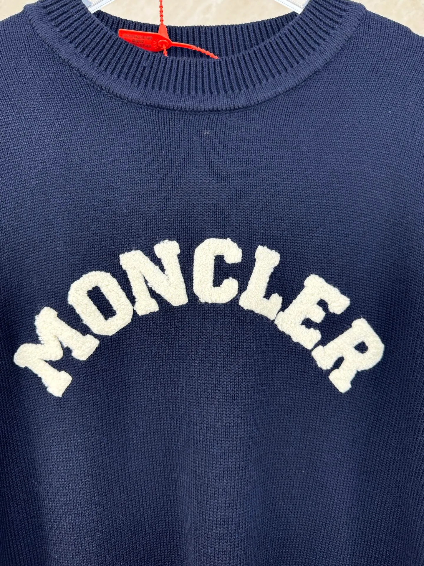 P430 Moncler masked towel embroidered letter logo wool blend knitted round neck pullover sweater Size: S/M/L/XL