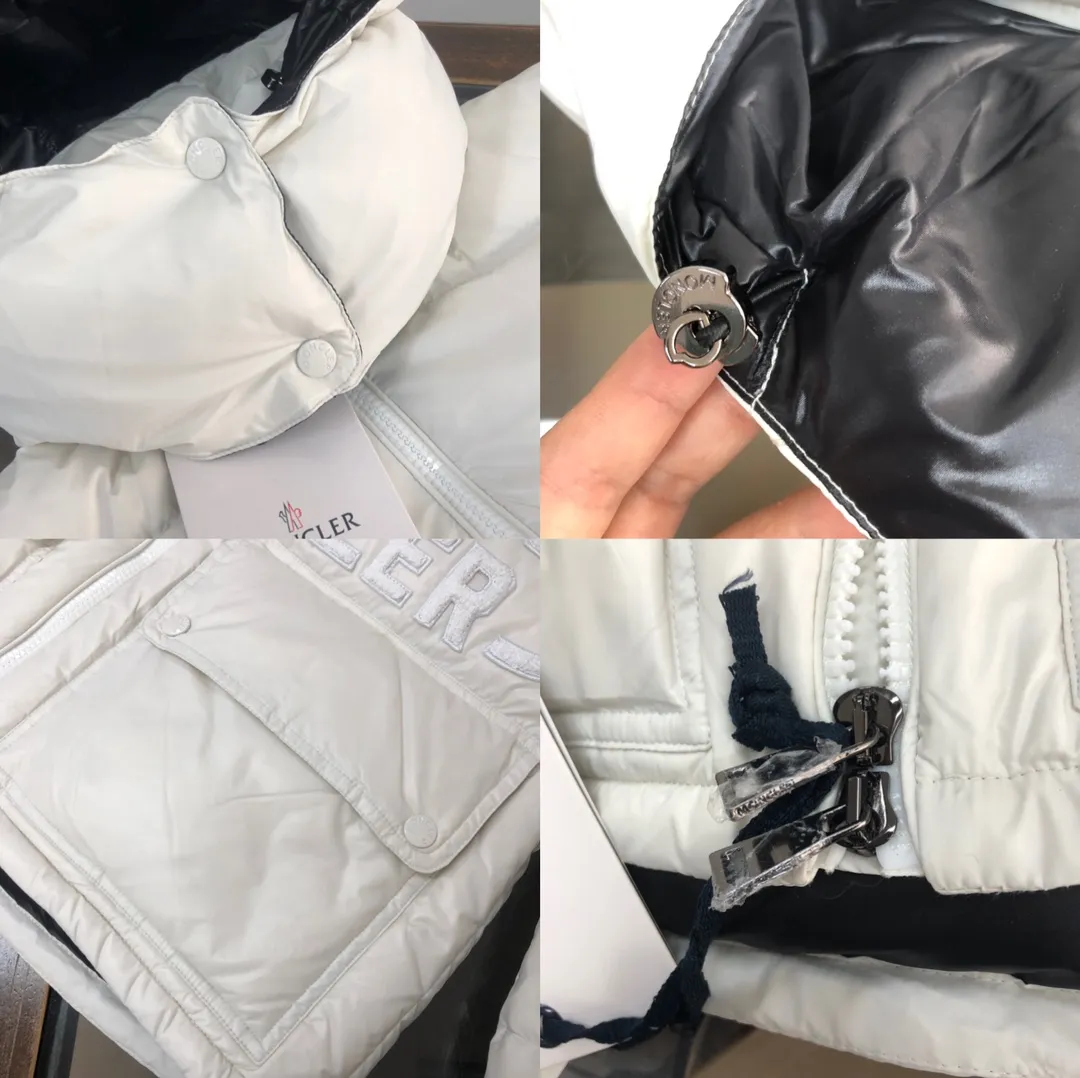 White P660 MONCLER Abbaye women's new autumn and winter short down jacket highlights Mon's fashion essence. Featuring rectangular quilting and a contrasting lining that refreshes the removable hood. The terry knitted logo embroidery adds a unique touch to the whole, making the clothing highly recognizable. It is very wearable. This one is enough to keep you warm in autumn and winter... High quality✅ Size: 0-1-2-3 (S-XL)