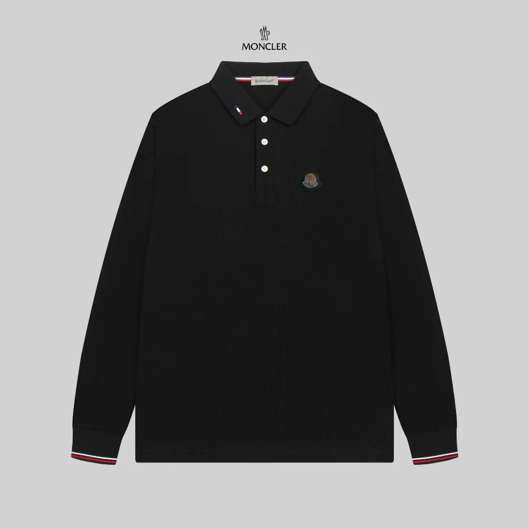 P210 MONCLER/Mask 25SS new logo embroidered lapel long-sleeved Polo shirt.  A simple yet refined T-shirt. The best item to create a modern and elegant look. Excellent channel product! Customer-supplied Piquet porous fiber pique cotton fabric, which can be called a "breathing fabric."  The unparalleled texture is inseparable from the exquisite materials used in craft tailoring. The craft knitted quilted design makes the hand feel extremely smooth and delicate without any roughness. The original logo design is more luxurious and noble. The upper body is comfortable and classy. The hand feels very smooth and soft. It can be easily controlled regardless of business, fashion or leisure. The age span is very large, which conforms to the trendy and practical dressing customs. It is the first choice for senior urban fashion people.  Black/white/Tibetan orchid Size: M~3XL