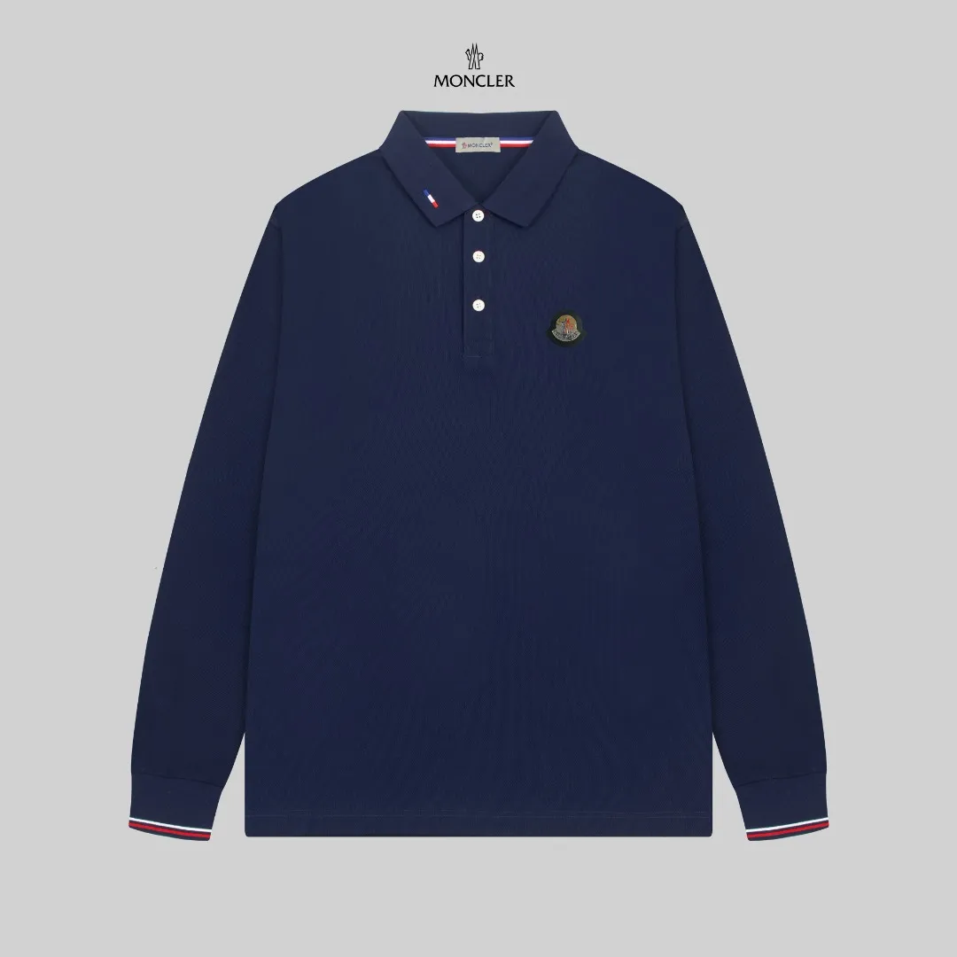 P210 MONCLER/Mask 25SS new logo embroidered lapel long-sleeved Polo shirt.  A simple yet refined T-shirt. The best item to create a modern and elegant look. Excellent channel product! Customer-supplied Piquet porous fiber pique cotton fabric, which can be called a "breathing fabric."  The unparalleled texture is inseparable from the exquisite materials used in craft tailoring. The craft knitted quilted design makes the hand feel extremely smooth and delicate without any roughness. The original logo design is more luxurious and noble. The upper body is comfortable and classy. The hand feels very smooth and soft. It can be easily controlled regardless of business, fashion or leisure. The age span is very large, which conforms to the trendy and practical dressing customs. It is the first choice for senior urban fashion people.  Black/white/Tibetan orchid Size: M~3XL