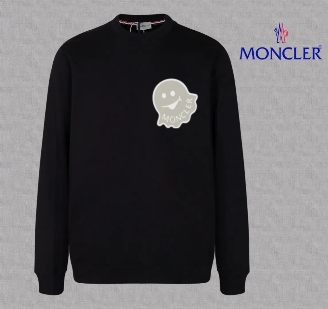P210 High-version sweatshirt) [Long-term stock] 〖𝐌𝐎𝐍𝐂𝐋𝐄𝐑~Mask〗 Made of 440g heavy-weight fabric. It is different from the market currency. It can be matched with any variety and is properly handsome. 😎The whole dress is made of double waistcoats. The double waistcoats make the whole dress more three-dimensional. Not ordinary factories can do such fine work. 2025 Spring runway version of the T stage, on sale at the counter, round neck terry sweatshirt, high-end double-strand pure cotton, custom-made stretch ribs, dyed in the same vat, complete with three standards, matched with exquisite embroidered LOGO on the chest, simple and advanced, same style for men and women. Color: black, apricot, white, size: S M L XL 2XL