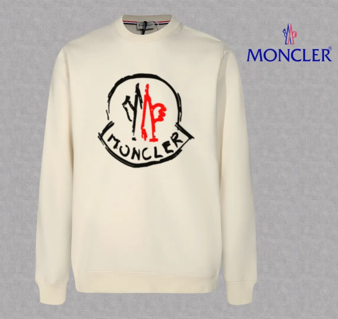 P210 High-version sweatshirt) [Long-term stock] 〖𝐌𝐎𝐍𝐂𝐋𝐄𝐑~Mask〗 Made of 440g heavy-weight fabric. It is different from the market currency. It can be matched with any variety and is properly handsome. 😎The whole dress is made of double waistcoats. The double waistcoats make the whole dress more three-dimensional. Not ordinary factories can do such fine work. 2025 Spring runway version of the T stage, on sale at the counter, round neck terry sweatshirt, high-end double-strand pure cotton, custom-made stretch ribs, dyed in the same vat, complete with three standards, matched with exquisite embroidered LOGO on the chest, simple and advanced, same style for men and women. Color: black, apricot, white, size: S M L XL 2XL