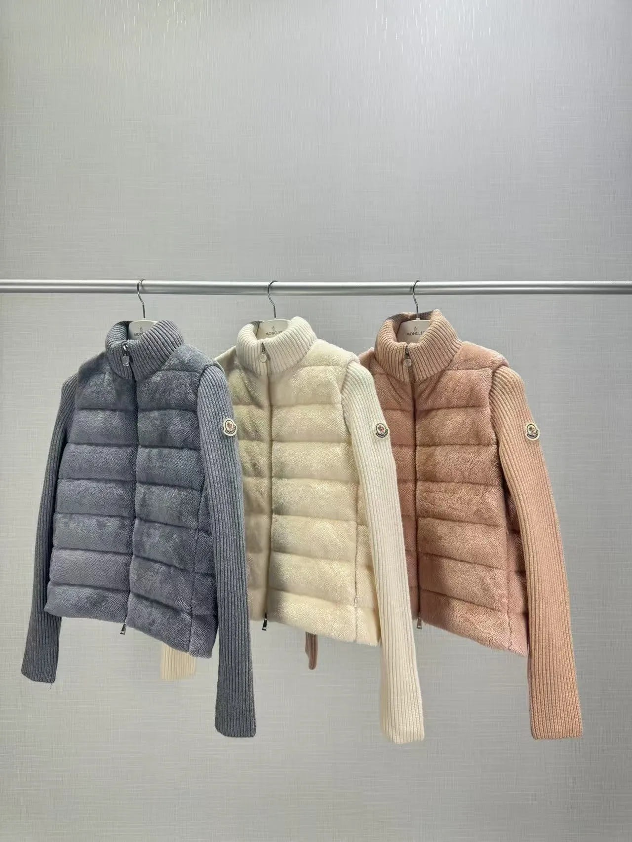 P700 962# Domestic spot Moncler 25 women's Teddy spring thin knitted splicing down jacket