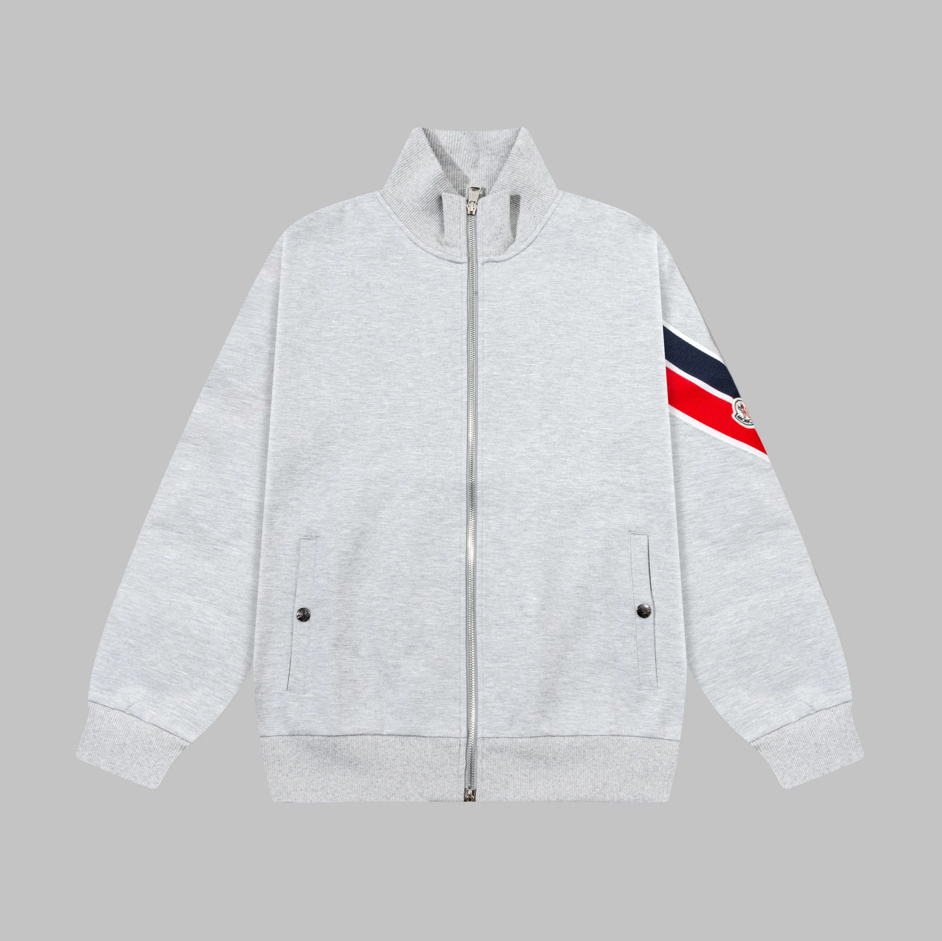 P270 MONCLER/Muzzle Custom fabric suit casual sweatpants Red and blue ribbon splicing design brand Zhangzi LOGO process Official synchronization High version High quality Fashion personality Versatile trend Pure original quality Original fabric Hang tag Collar label Washed wheat Complete three standards Color: blue. Gray. Size: S-2XL