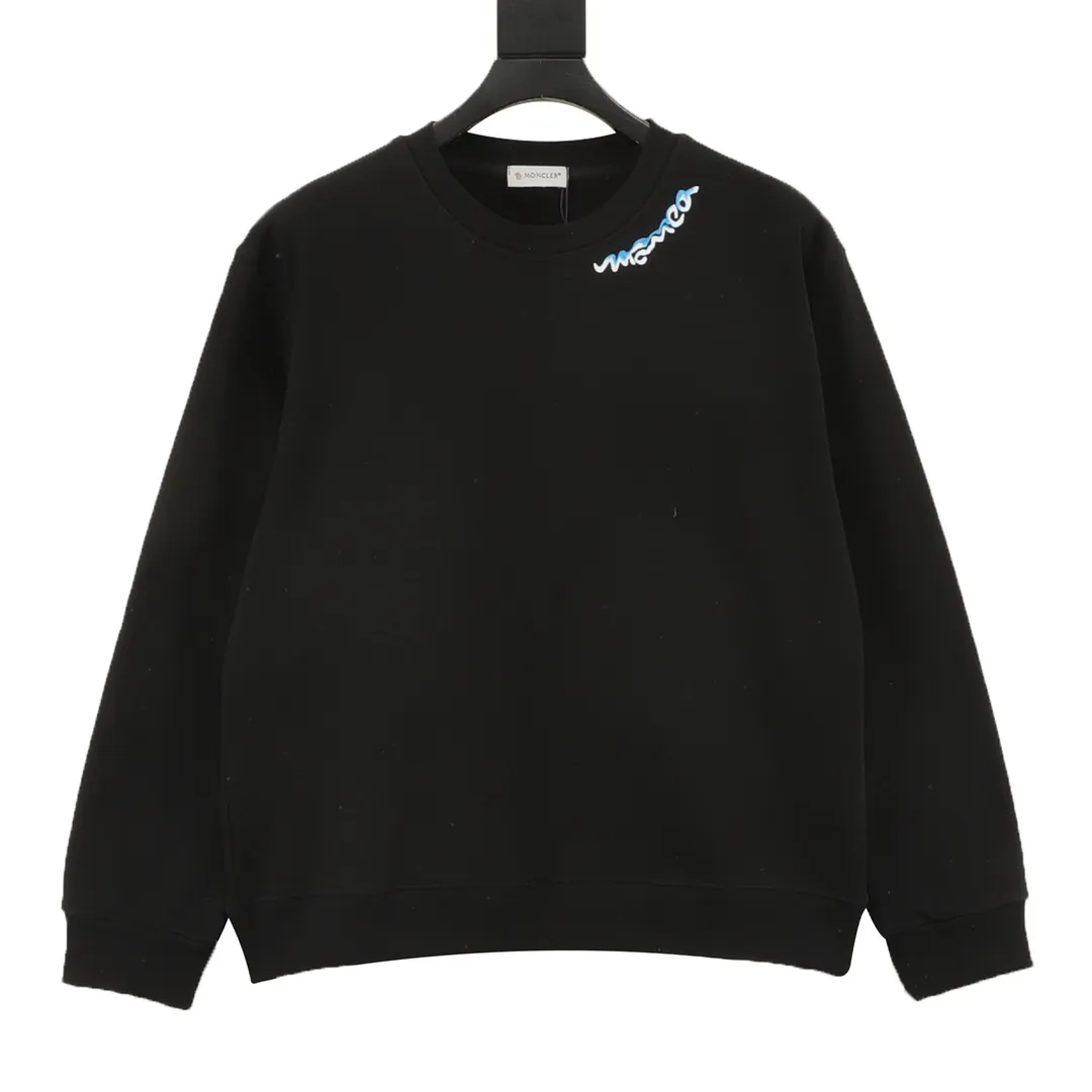 P460 Moncler 25FW round neck sweatshirt with letter collar, 480g high-grade combed cotton fabric, counter collar label, purchasing grade white thick plate tag, original hanging grain, three-dimensional foam printing on the front and back, strong layering, same style for men and women, couple style, oversize version, loose size: S-XL