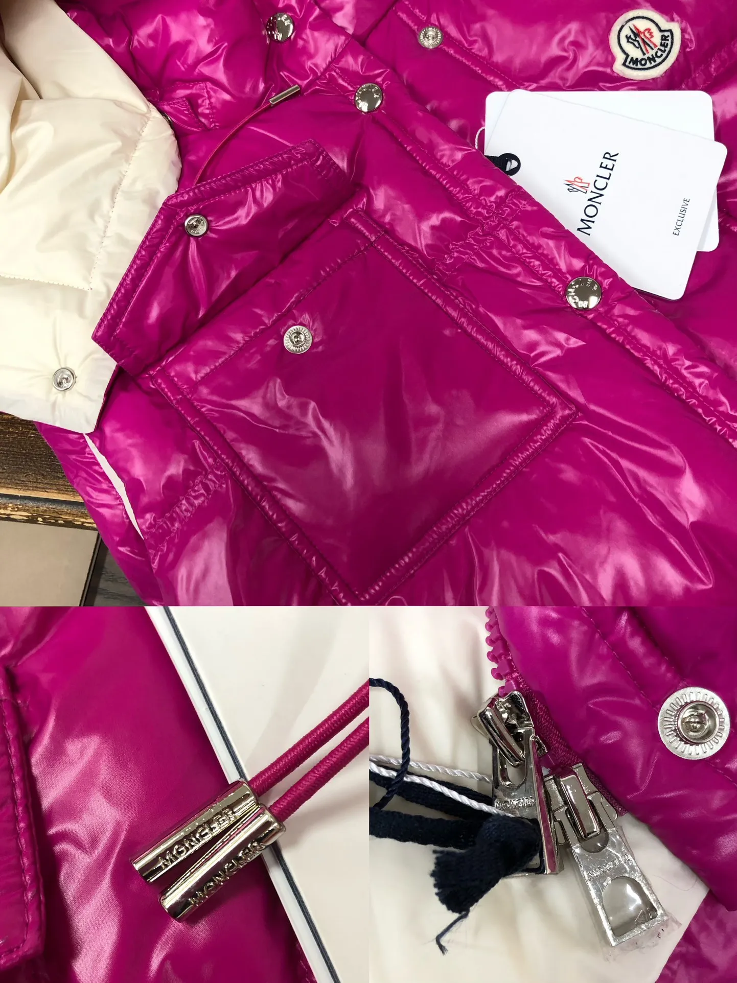 P900——————💛Women’s Moncler 25 autumn and winter latest product Pario women’s hooded down vest (hat🉑removable) Pario down vest cleverly uses shape and texture to show modern style. Made from functional super laque nylon fabric with a glossy finish. This hooded insulated piece features a double-snap closure for an asymmetrical shape. Trimmed with quilting in different sizes for a geometric feel. Color: black, off-white, rose red Size: 0-1-2 (SML)