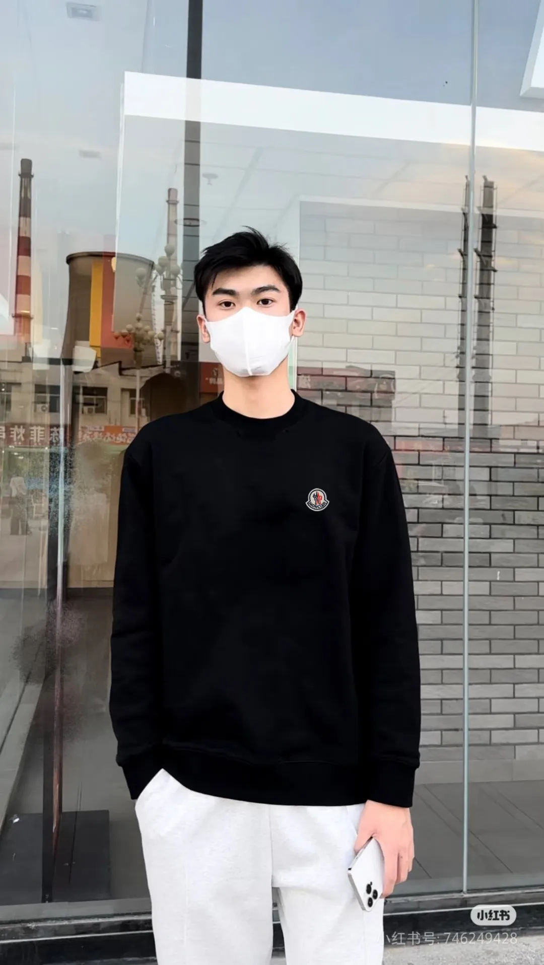 P190 [Moncler] 2025 autumn and winter new round neck sweatshirt High-end pure cotton double-ply 400g heavy terry cloth fabric Color: Black White Size: S M L XL 2XL
