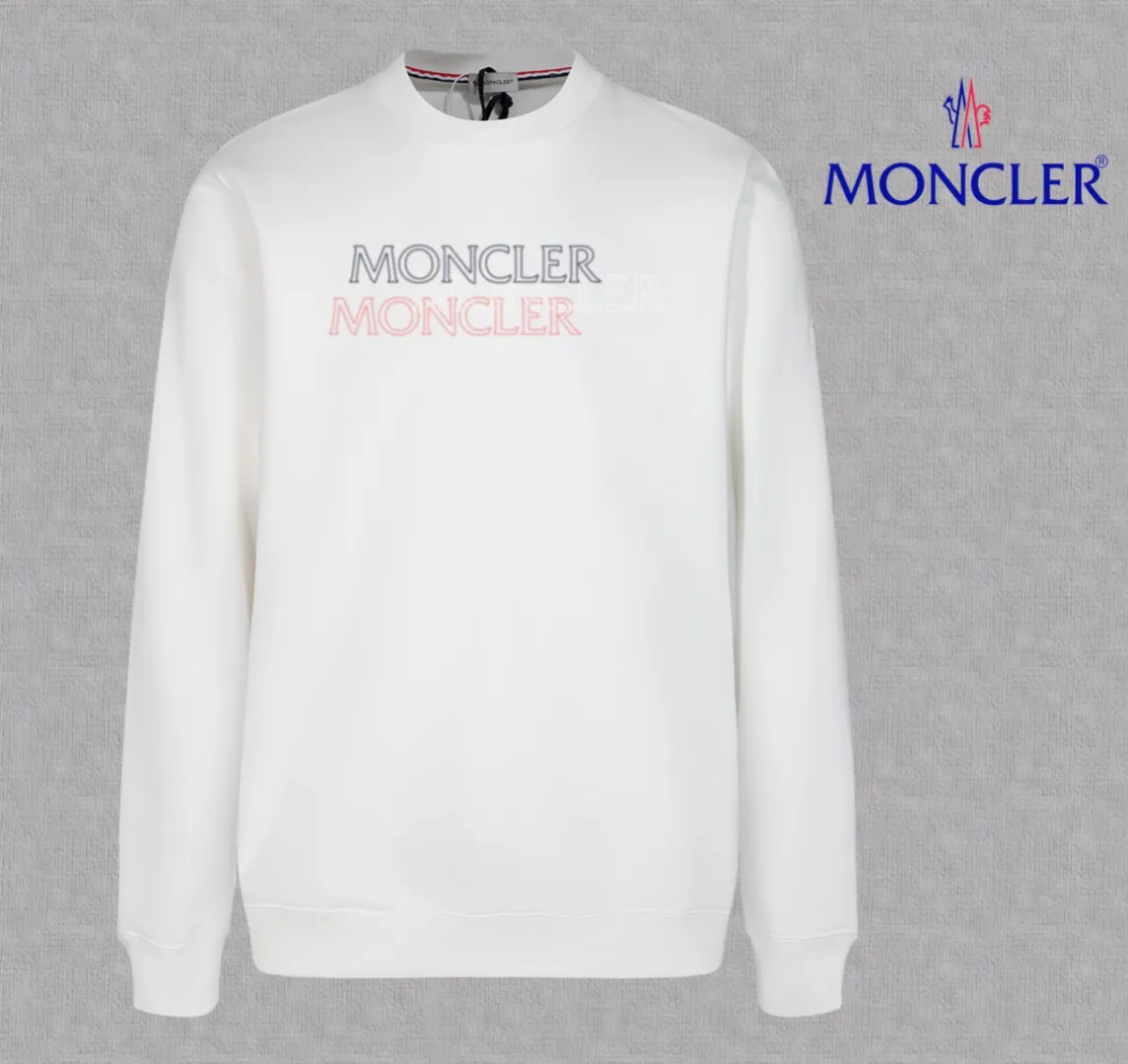 P210 High-version sweatshirt) [Long-term stock] 〖𝐌𝐎𝐍𝐂𝐋𝐄𝐑~Mask〗 Made of 440g heavy-weight fabric. It is different from the market currency. It can be matched with any variety and is properly handsome. 😎The whole dress is made of double waistcoats. The double waistcoats make the whole dress more three-dimensional. Not ordinary factories can do such fine work. 2025 Spring catwalk version of the T stage, on sale at the counter, exquisitely printed round neck terry sweatshirt, high-end double-ply cotton, custom-made stretch ribs, dyed in the same vat, complete with three standards, matched with digital printing patterns and very breathable, same style for men and women, color: black, white, apricot, size: S M L XL 2XL
