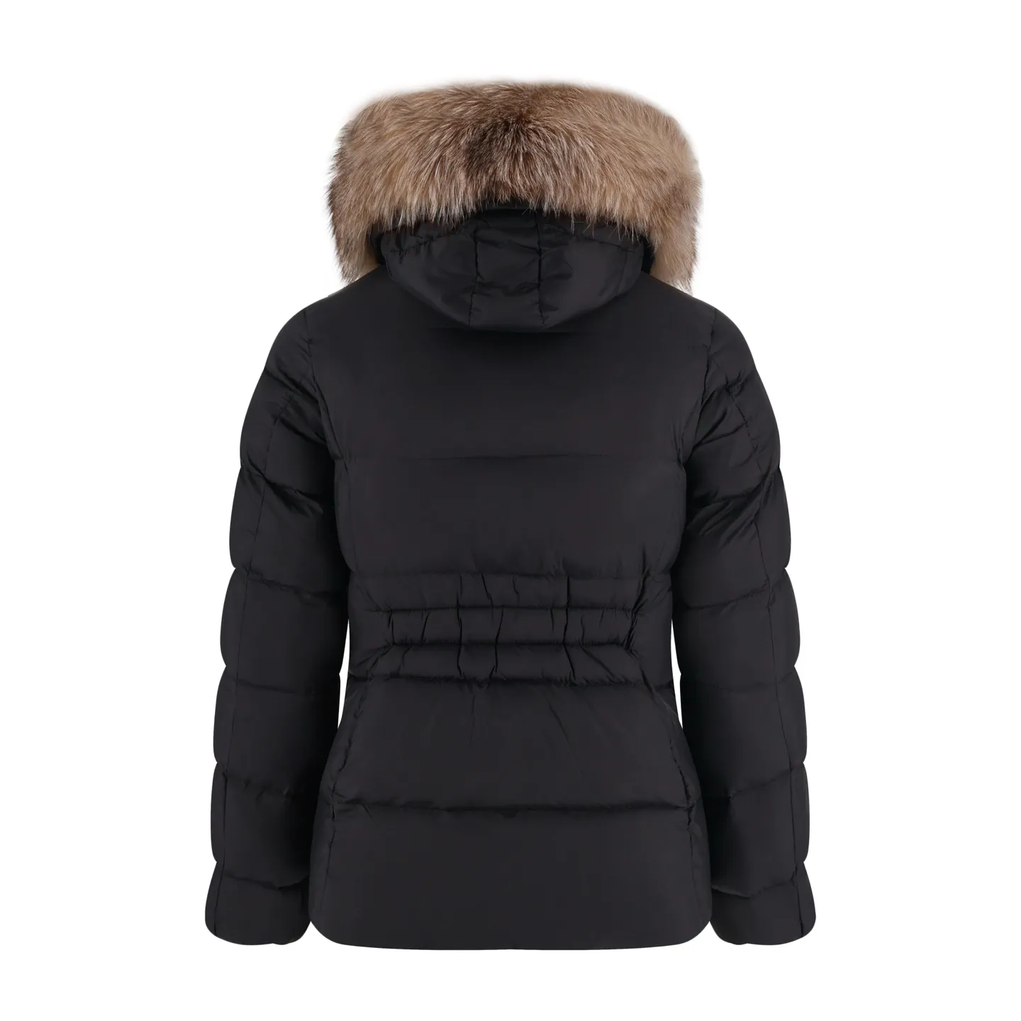 P1210 Moncler boed fox fur collar waisted women's down jacket (black) is made of customized lightweight waterproof breathable 100% polyester fabric. Filled with RDS-certified 90% high-loft white duck down, the down filling volume is about 300G, and the fill power is as high as 800+ 5A standard warmth level! The logo is made of wool yarn and then processed with imported Tajima machine three-dimensional embroidery process, which is extremely tight and has perfect details. The entire set of excipients is independently developed, and every small detail is perfectly presented. (Ps: The fur collar is removable!) Size:1-2-3-4