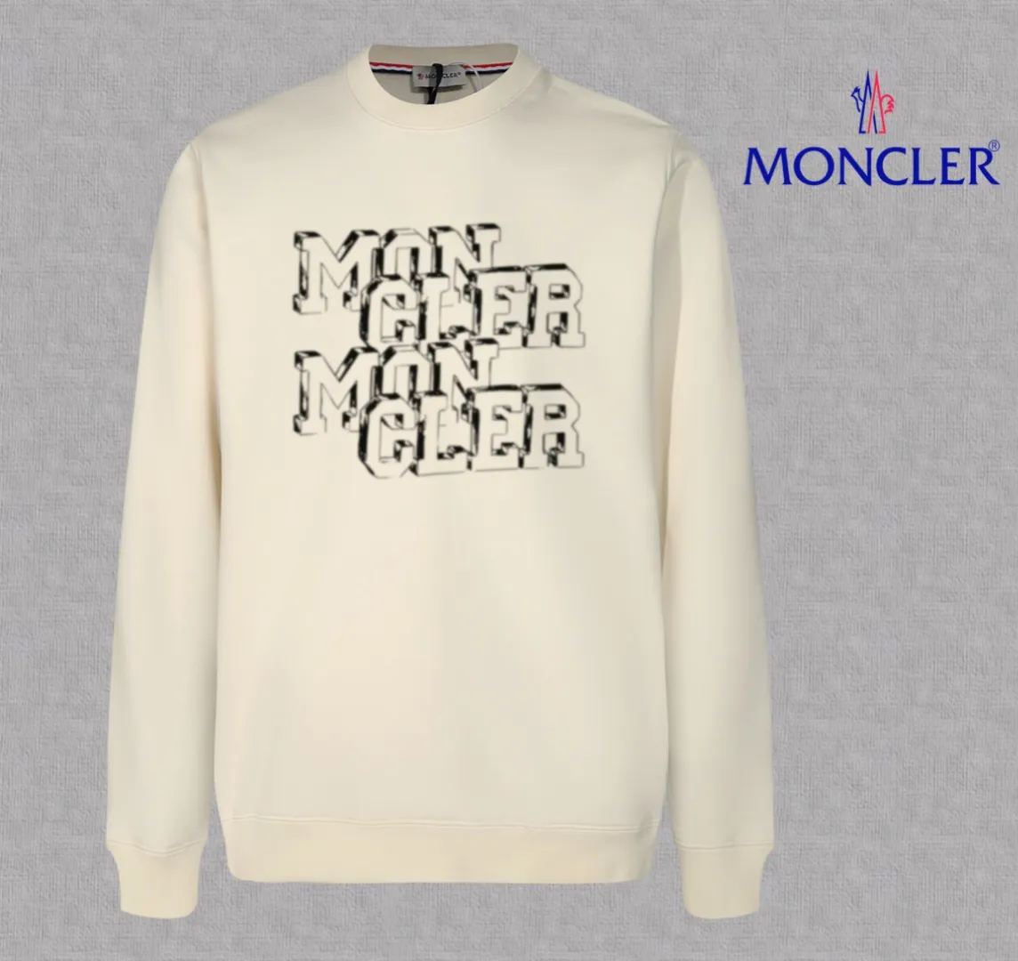 P210 High-version sweatshirt) [Long-term stock] 〖𝐌𝐎𝐍𝐂𝐋𝐄𝐑~Mask〗 Made of 440g heavy-weight fabric. It is different from the market currency. It can be matched with any variety and is properly handsome. 😎The whole dress is made of double waistcoats. The double waistcoats make the whole dress more three-dimensional. Not ordinary factories can do such fine work. 2025 Spring runway version of the T stage, on sale at the counter, round neck terry sweatshirt, high-end double-strand pure cotton, custom-made stretch ribs, dyed in the same vat, complete with three standards, matched with exquisite embroidered LOGO on the chest, simple and advanced, same style for men and women. Color: black, apricot, white, size: S M L XL 2XL