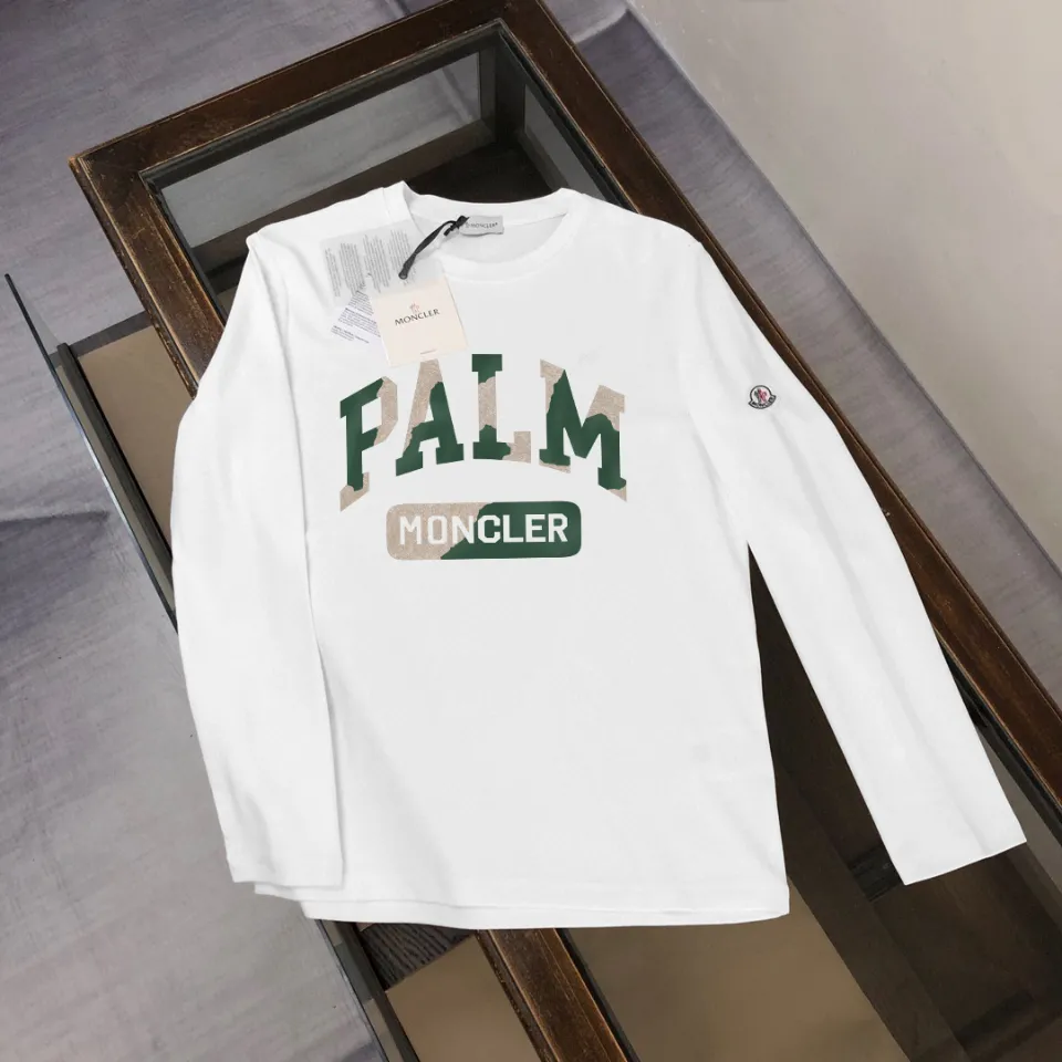 P180, a non-off-the-shelf model, you can trust it. Moncler printed long-sleeved T-shirt, 240g breathable cotton fabric, very soft and comfortable texture, does not shrink, does not deform, does not ball), can be worn alone as a base layer. Original customized accessories, collar label, care mark, hangtag, packaging (perfect details) Color: White Black Size: XS S M L