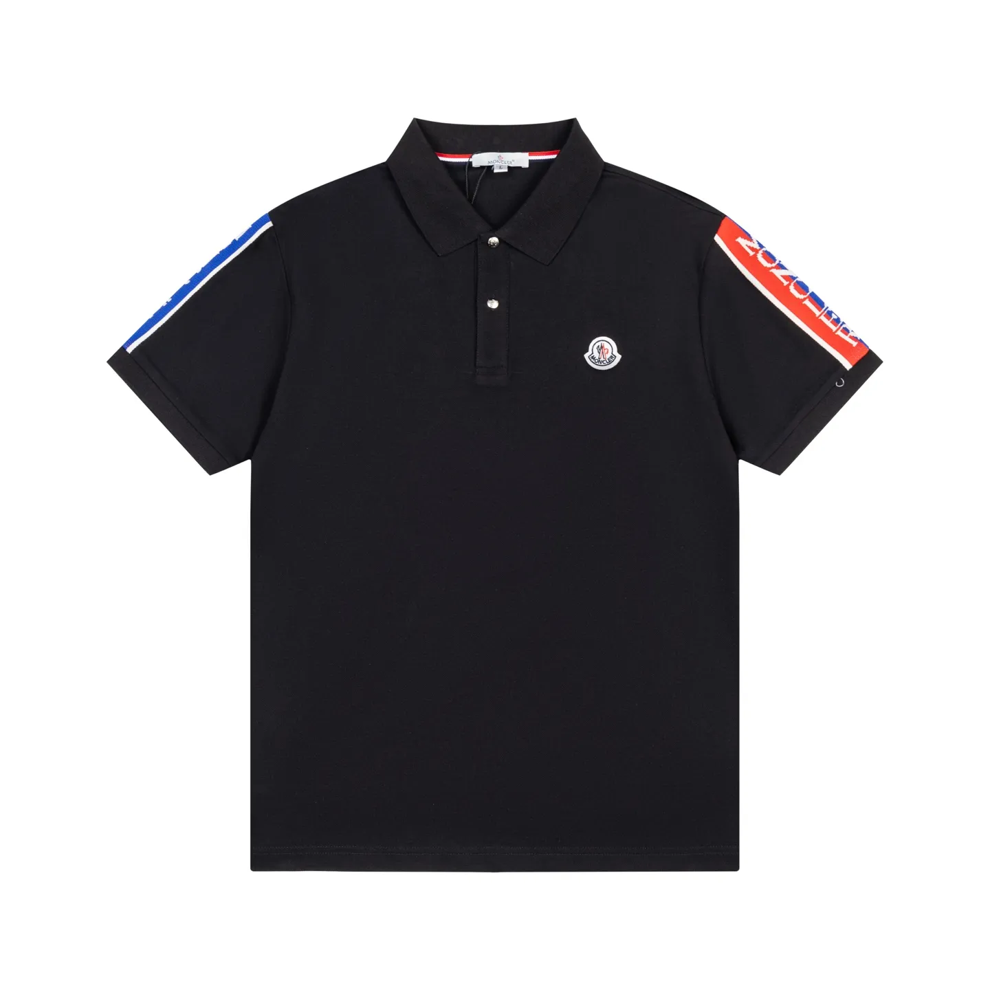 P190 MONCLER Muzzled Polo shirt with black and white collar, upgraded, inspired by the retro of the 1980s, original fabric, the same official style, customized, dyed in the same vat, very comfortable to the touch, synchronized with the latest brick cabinets for spring and summer, fashionable and personalized, super versatile and good-looking, very suitable for both men and women, a must-have style, tag, collar label, washed wheat, complete with three labels, color: black, size: M-3XL