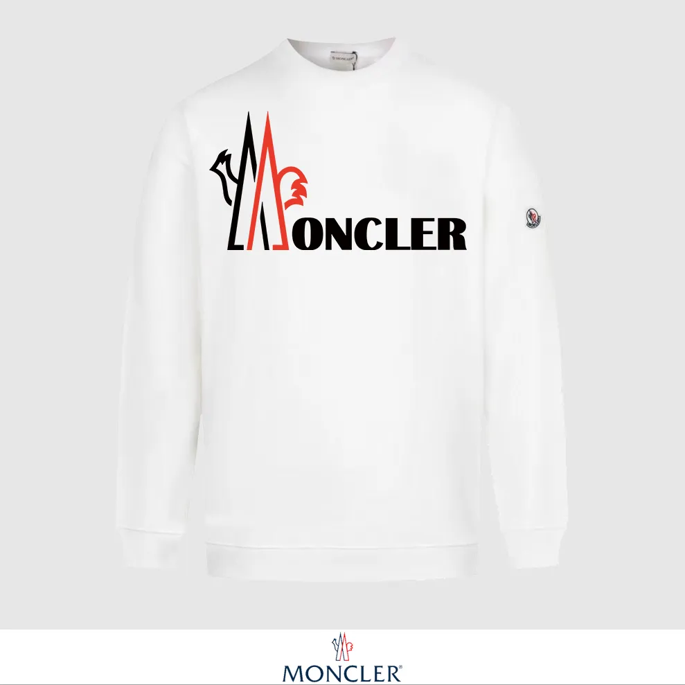 P240 Recommend the most popular Moncler masked 380g printed terry crew neck sweatshirt. Breathable pure cotton fabric. The texture is very soft and comfortable. No shrinkage, no deformation, no pilling). Original customized accessories. Collar label. Wash mark. Hang tag. Packaging (perfect details). Color: White. Black. Size: XS S M L.