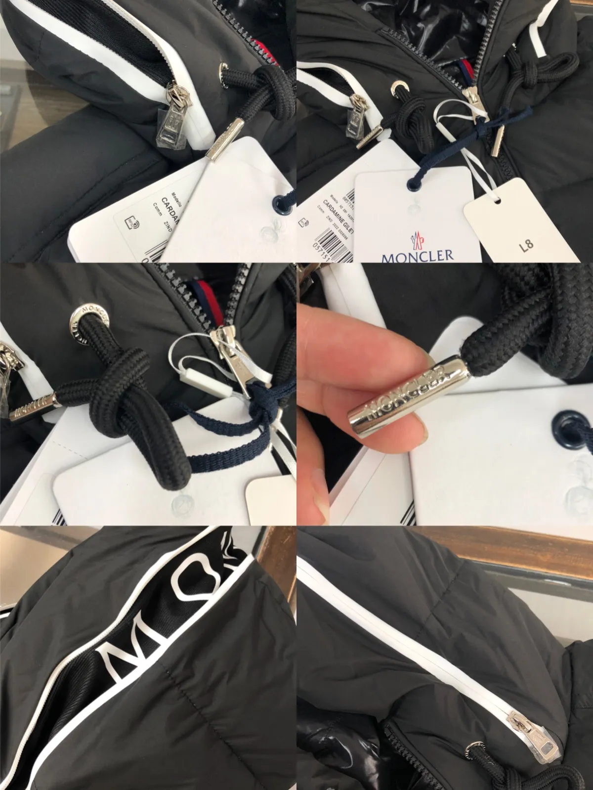 P720 Moncler 25 autumn and winter new style! Fashionable down vest! Down vest! The 100% cotton fabric selected from customers has extremely superior waterproof and breathable properties, and the fabric feels very soft, smooth and shiny! The inner filling is 90% white duck down, which has excellent fluffiness and resilience, and its cold-proof performance is unquestionable! Zipper pulls with customer-supplied brand letters engraved on them show off the aura of big brands everywhere, and they look good no matter how simple and elegant you wear them! Lightweight, convenient and warm, it can be paired with sweaters or sweatshirts! Fashionable and versatile color: black white size: 12345