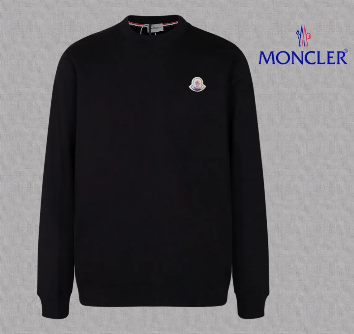 P210 High-version sweatshirt) [Long-term stock] 〖𝐌𝐎𝐍𝐂𝐋𝐄𝐑~Mask〗 Made of 440g heavy-weight fabric. It is different from the market currency. It can be matched with any variety and is properly handsome. 😎The whole dress is made of double waistcoats. The double waistcoats make the whole dress more three-dimensional. Not ordinary factories can do such fine work. 2025 Spring catwalk version of the T stage, on sale at the counter, exquisitely printed round neck terry sweatshirt, high-end double-ply cotton, custom-made stretch ribs, dyed in the same vat, complete with three standards, matched with digital printing patterns and very breathable, same style for men and women, color: black, white, apricot, size: S M L XL 2XL