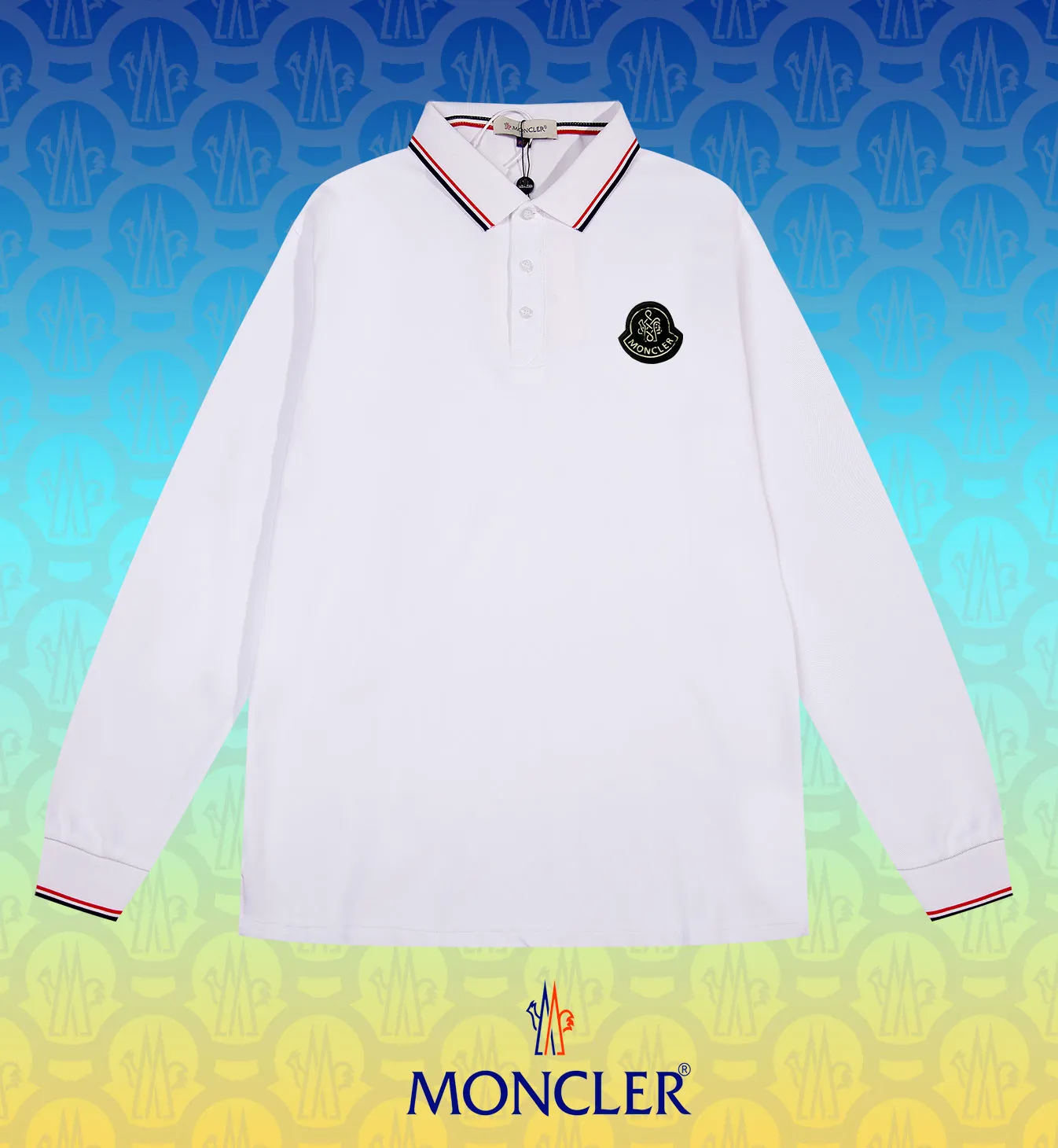 P200 New in stock】𝐌𝐎𝐍𝐂𝐋𝐄𝐑~Mengkou #2024 Early spring new high-quality lapel long-sleeved POLO shirt, counter-customized fabrics with high breathability and comfort, impeccable details, the brand's simple element design concept, reflecting high quality. It feels delicate and soft! It presents a casual cut and the upper body shape is great! The chest is filled with three-dimensional embroidery of the brand LOGO to highlight quality and luxury. Color: black, white Size: M~L~XL~2XL~3XL