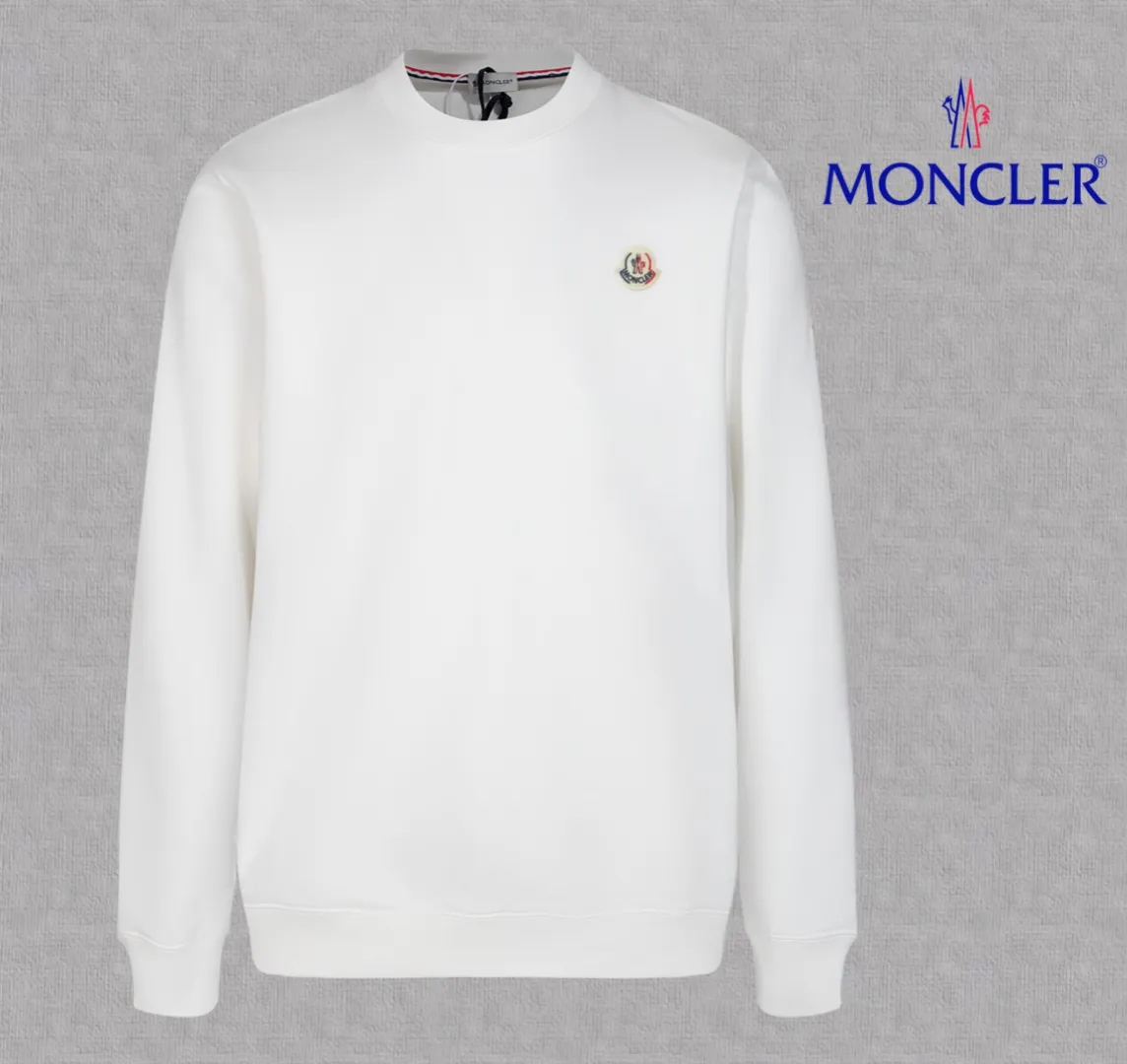 P210 High-version sweatshirt) [Long-term stock] 〖𝐌𝐎𝐍𝐂𝐋𝐄𝐑~Mask〗 Made of 440g heavy-weight fabric. It is different from the market currency. It can be matched with any variety and is properly handsome. 😎The whole dress is made of double waistcoats. The double waistcoats make the whole dress more three-dimensional. Not ordinary factories can do such fine work. 2025 Spring catwalk version of the T stage, on sale at the counter, exquisitely printed round neck terry sweatshirt, high-end double-ply cotton, custom-made stretch ribs, dyed in the same vat, complete with three standards, matched with digital printing patterns and very breathable, same style for men and women, color: black, white, apricot, size: S M L XL 2XL