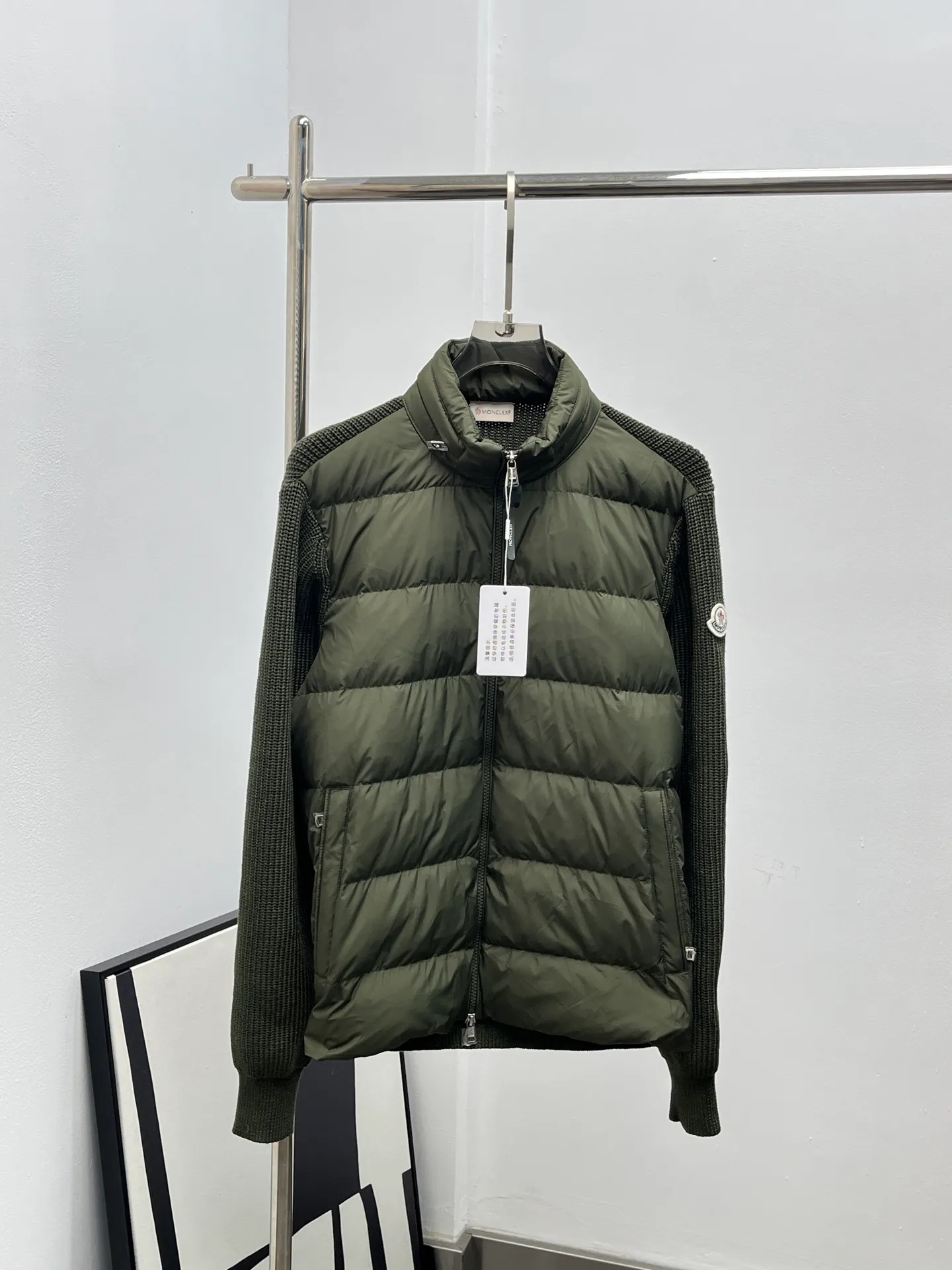 P900 Moncler new autumn and winter men's classic logo patch knitted stand collar down jacket