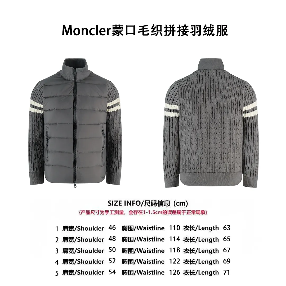 [Size Chart] Moncler Mouth Woolen Patchwork Down Jacket (Gray) P970