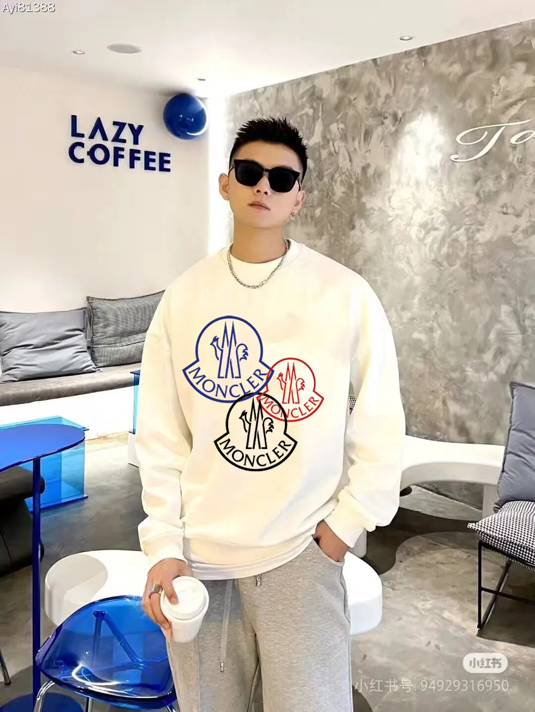 P190 🔥[Moncler] 2025 autumn and winter new round neck sweatshirt High-end pure cotton double-ply 400g heavy terry fabric Color: Black White Size: S M L XL 2XL