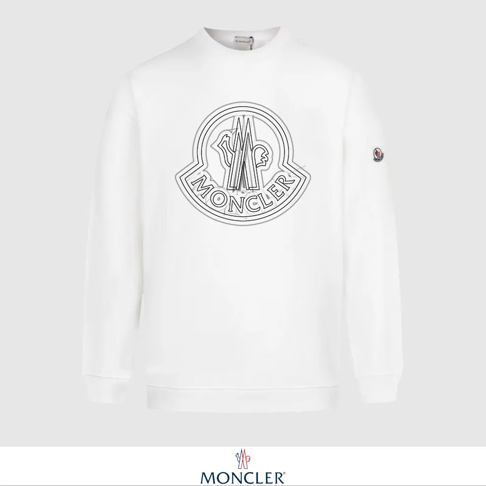 P240 Recommend the most popular Moncler masked 380g printed terry crew neck sweatshirt. Breathable pure cotton fabric. The texture is very soft and comfortable. No shrinkage, no deformation, no pilling). Original customized accessories. Collar label. Wash mark. Hang tag. Packaging (perfect details). Color: White. Black. Size: XS S M L.