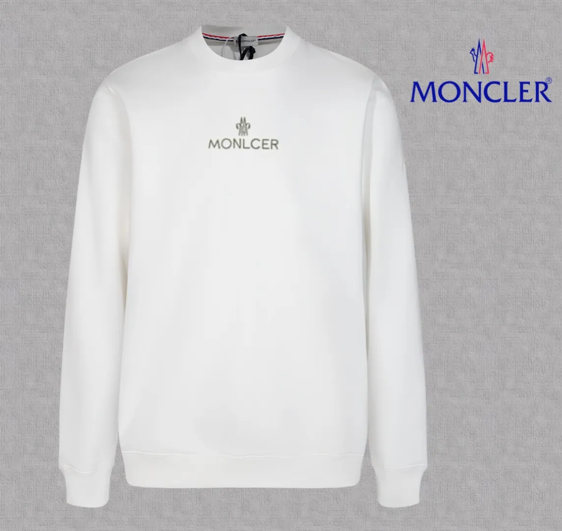 P210 High-version sweatshirt) [Long-term stock] 〖𝐌𝐎𝐍𝐂𝐋𝐄𝐑~Mask〗 Made of 440g heavy-weight fabric. It is different from the market currency. It can be matched with any variety and is properly handsome. 😎The whole dress is made of double waistcoats. The double waistcoats make the whole dress more three-dimensional. Not ordinary factories can do such fine work. 2025 Spring runway version of the T stage, on sale at the counter, round neck terry sweatshirt, high-end double-strand pure cotton, custom-made stretch ribs, dyed in the same vat, complete with three standards, matched with exquisite embroidered LOGO on the chest, simple and advanced, same style for men and women. Color: black, apricot, white, size: S M L XL 2XL